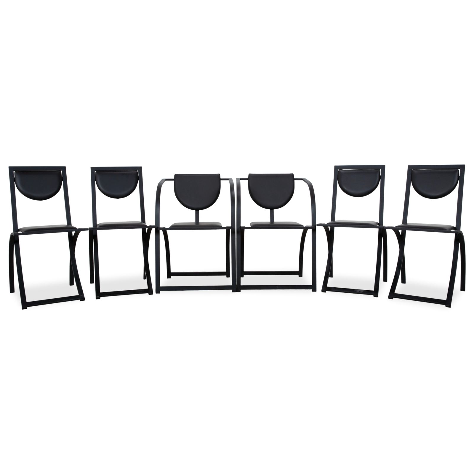 Lot de 6 chaises KFF Cosinus en cuir, noires