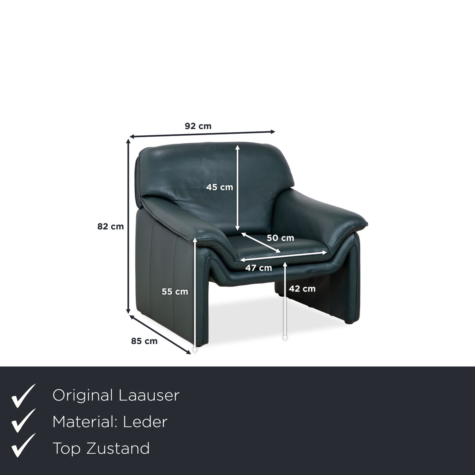 Laauser Atlanta Leather Armchair Green Dark Green Petrol photo furniture