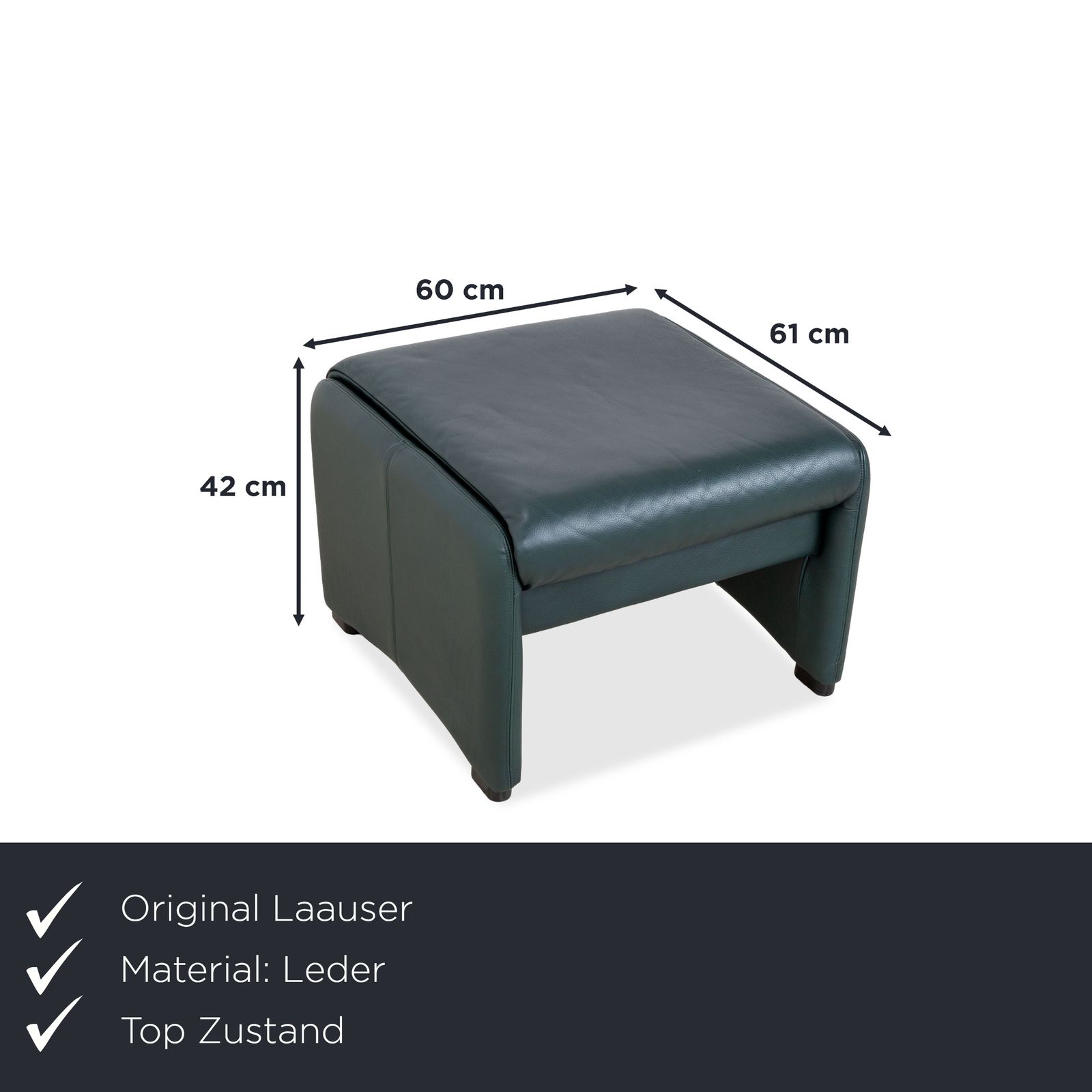Laauser Atlanta Leather Stool Green Dark Green Petrol photo furniture