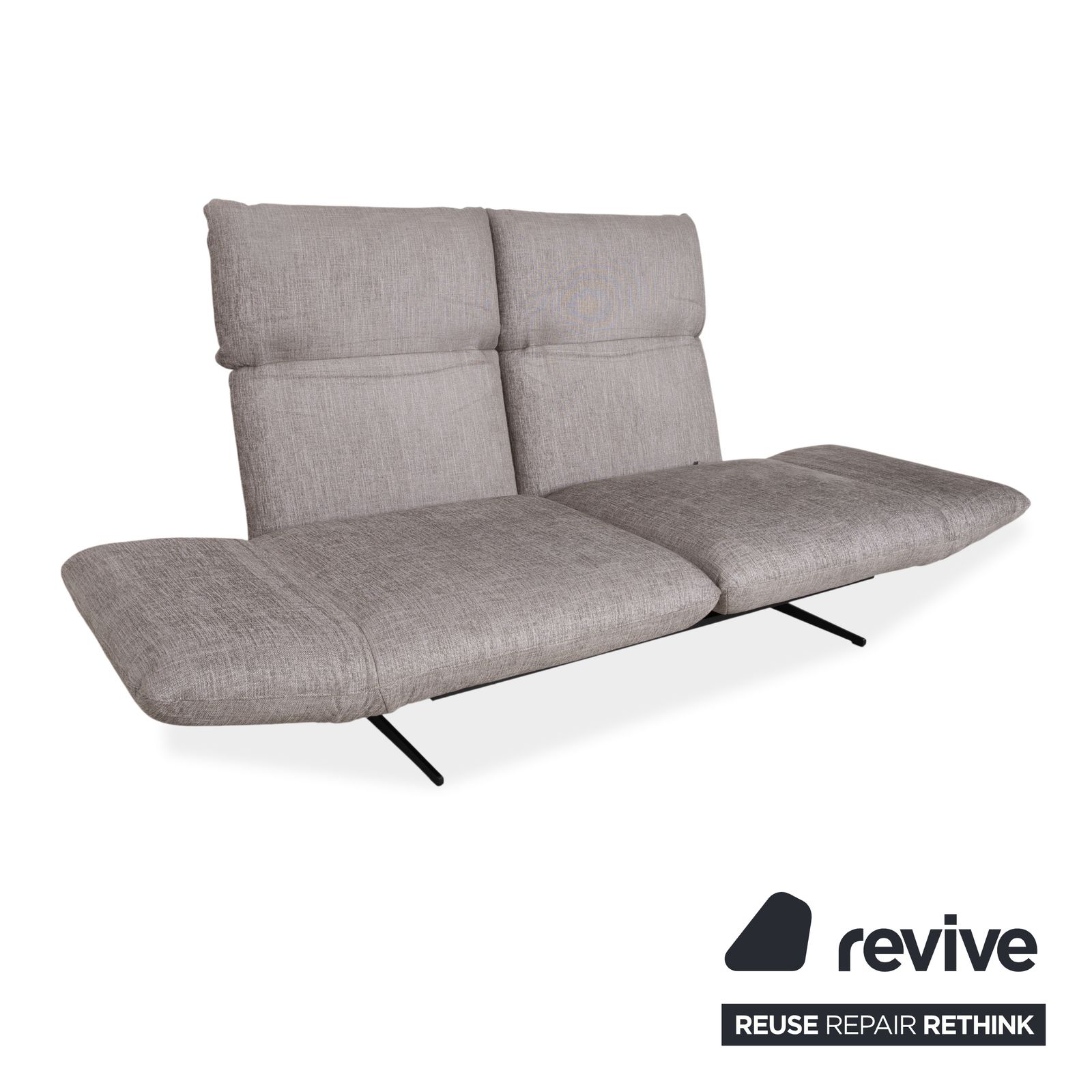 Canapé 2 places Signet Messina en tissu gris, fonction manuelle et couchage photo 4359.0