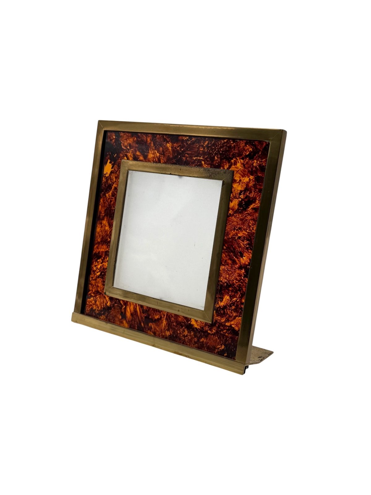 Hollywood Regency Lucite & Brass Picture Frame – In The Manner Of Gabriella Crespi, Italy 1970s