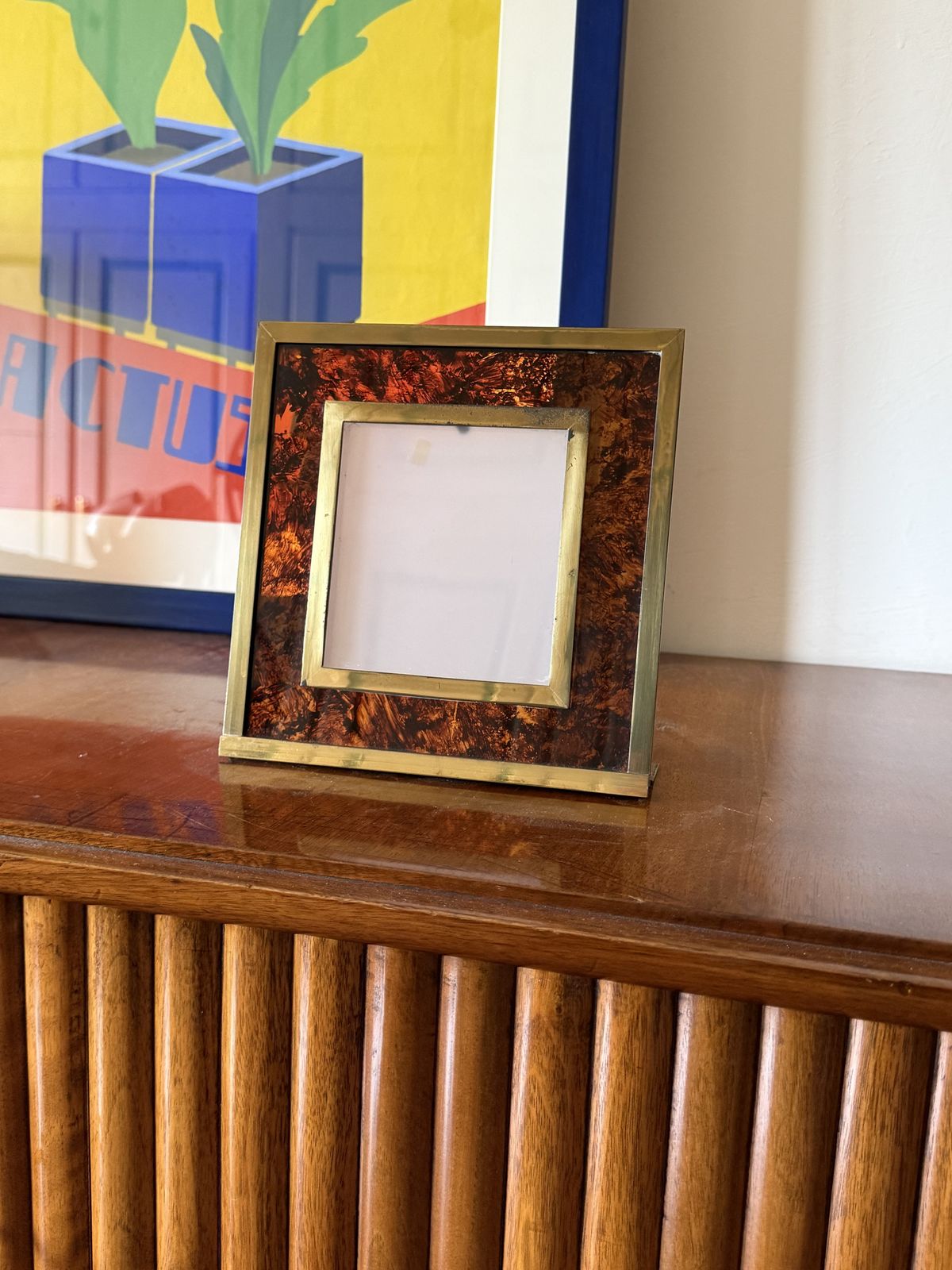 Hollywood Regency Lucite & Brass Picture Frame – In The Manner Of Gabriella Crespi, Italy 1970s photo for sale