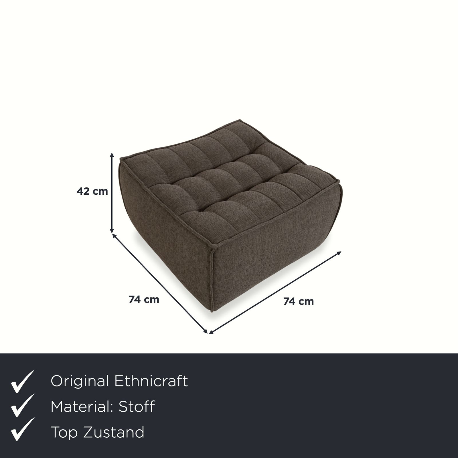 Tabouret Ethnicraft N701 en tissu gris-vert photo furniture