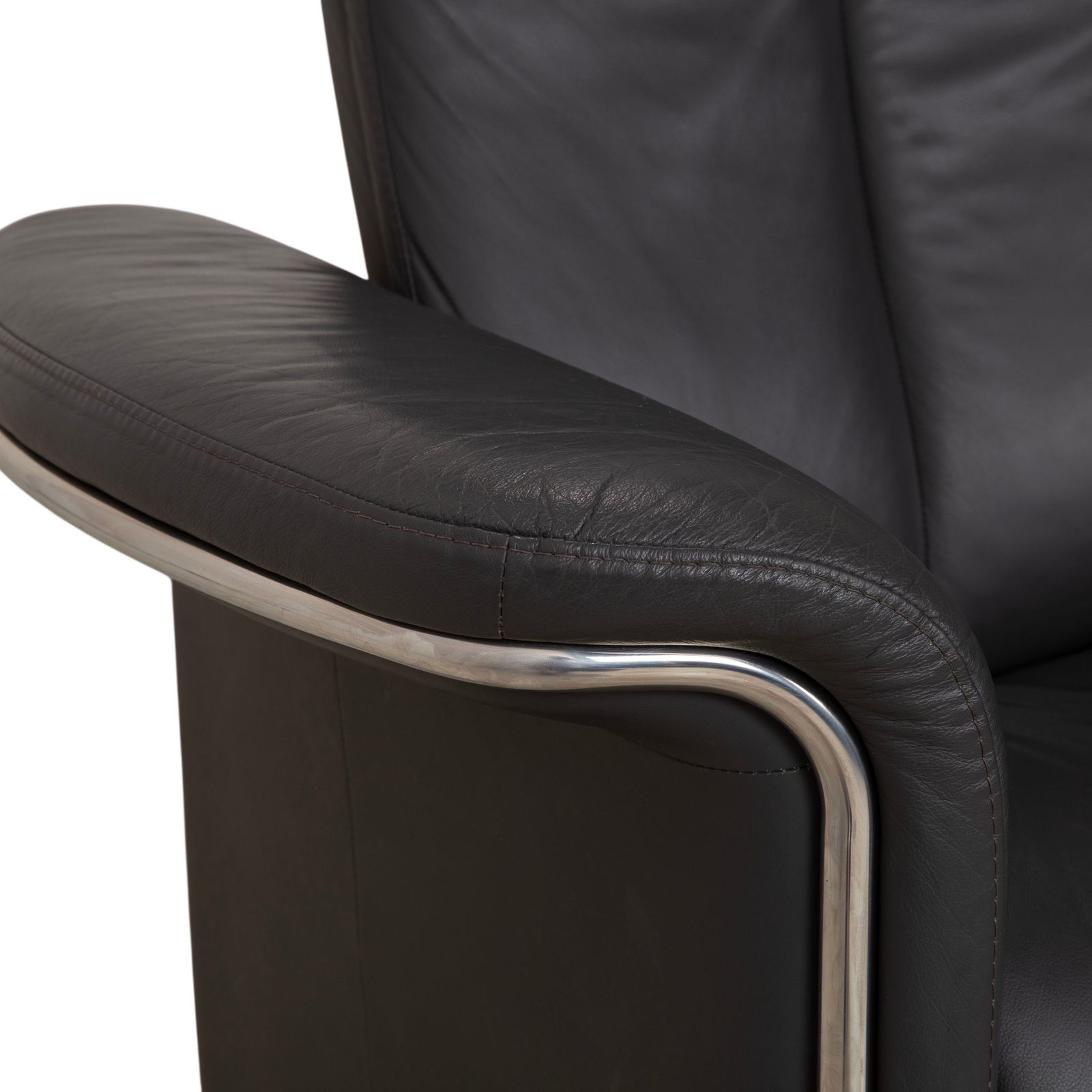 Canapé 2 places Stressless Soul en cuir gris anthracite foncé, fonction manuelle photo vinterior