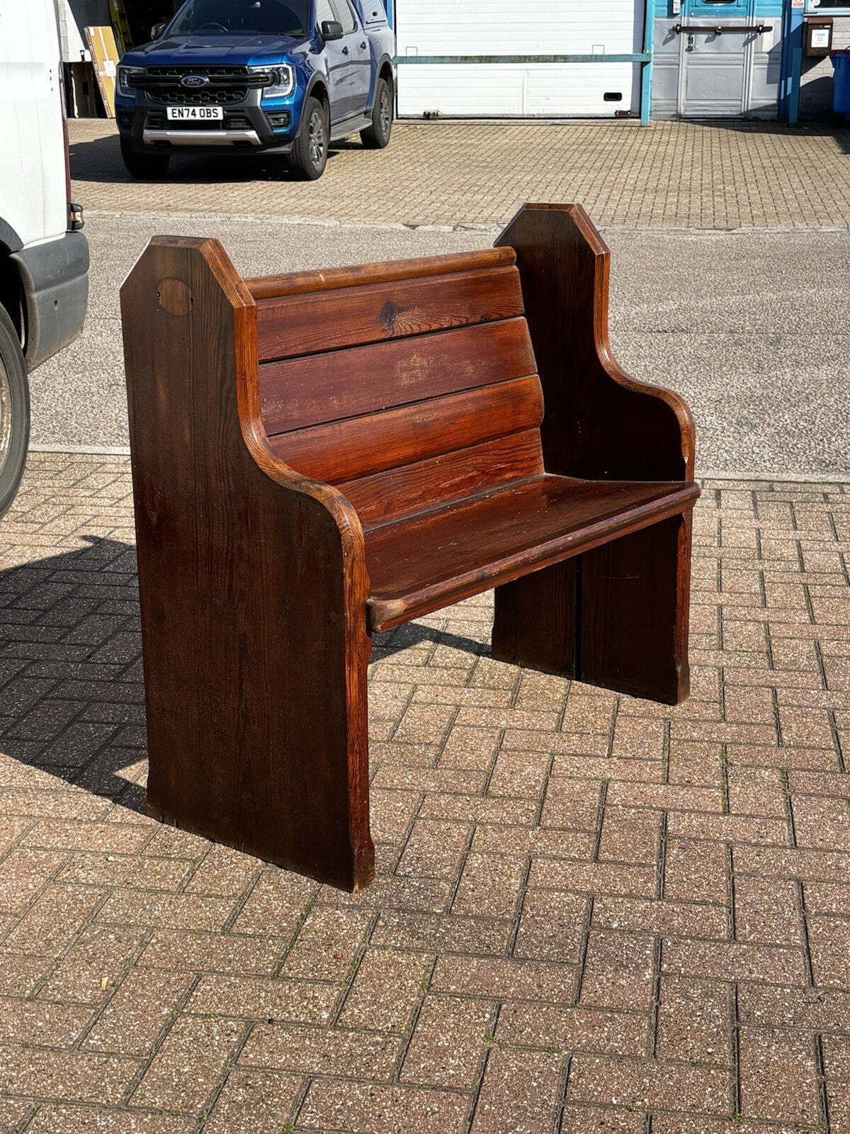Small Victorian Pine Pew, 1800s photo vintage