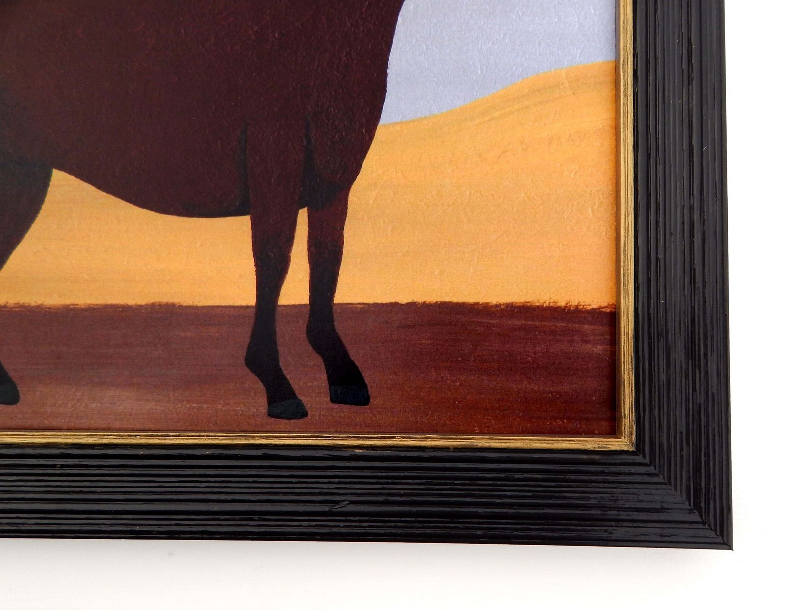 Naive Prize Bay Mare Folk Art Horse Print In Hand Painted Black Frame By Matt Rix photo vintage