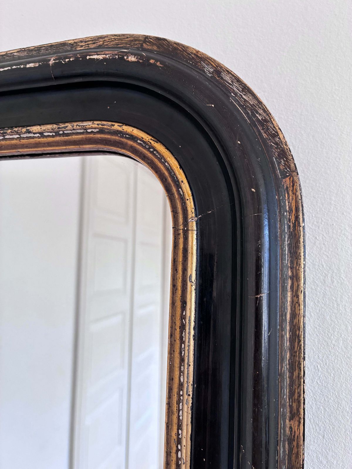 Antique French Louis Philippe Full Length Mirror – Black And Gold, Late 19th Century photo furniture
