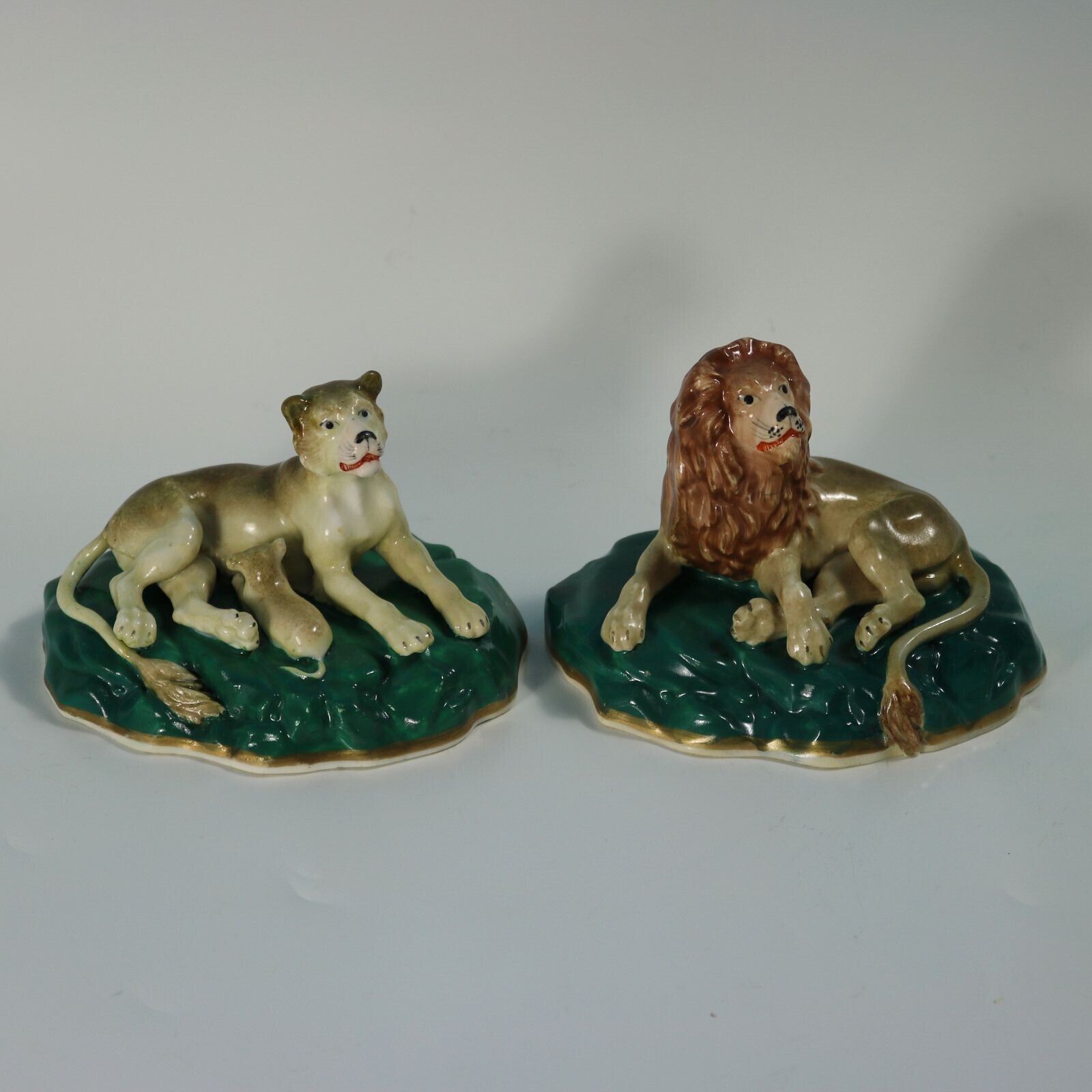 Rare Pair Staffordshire Lion And Lioness Figures photo furniture