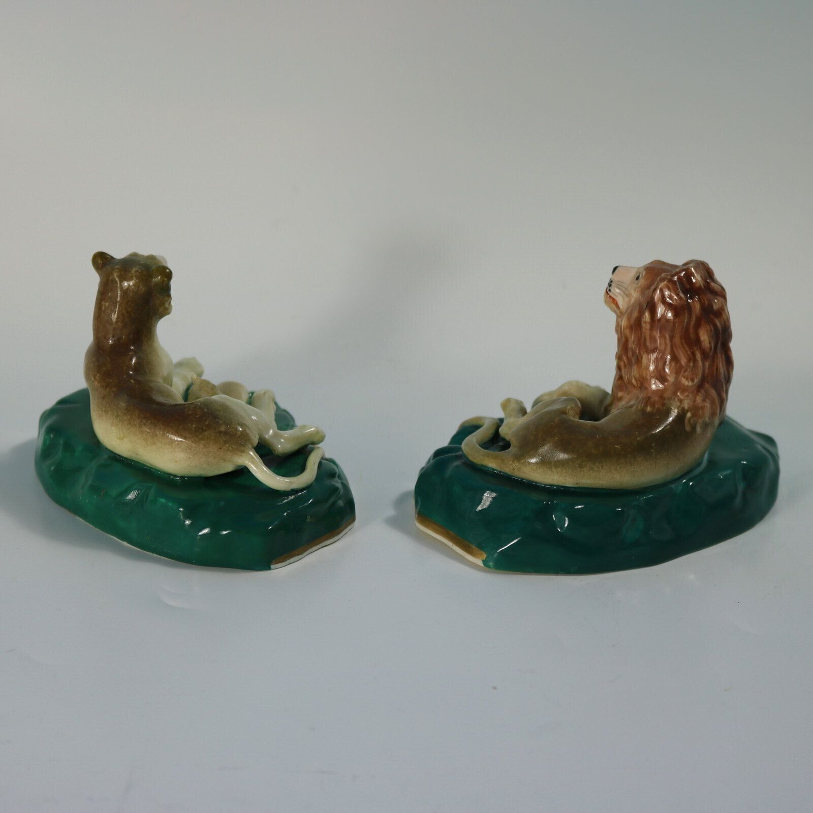 Rare Pair Staffordshire Lion And Lioness Figures photo buy