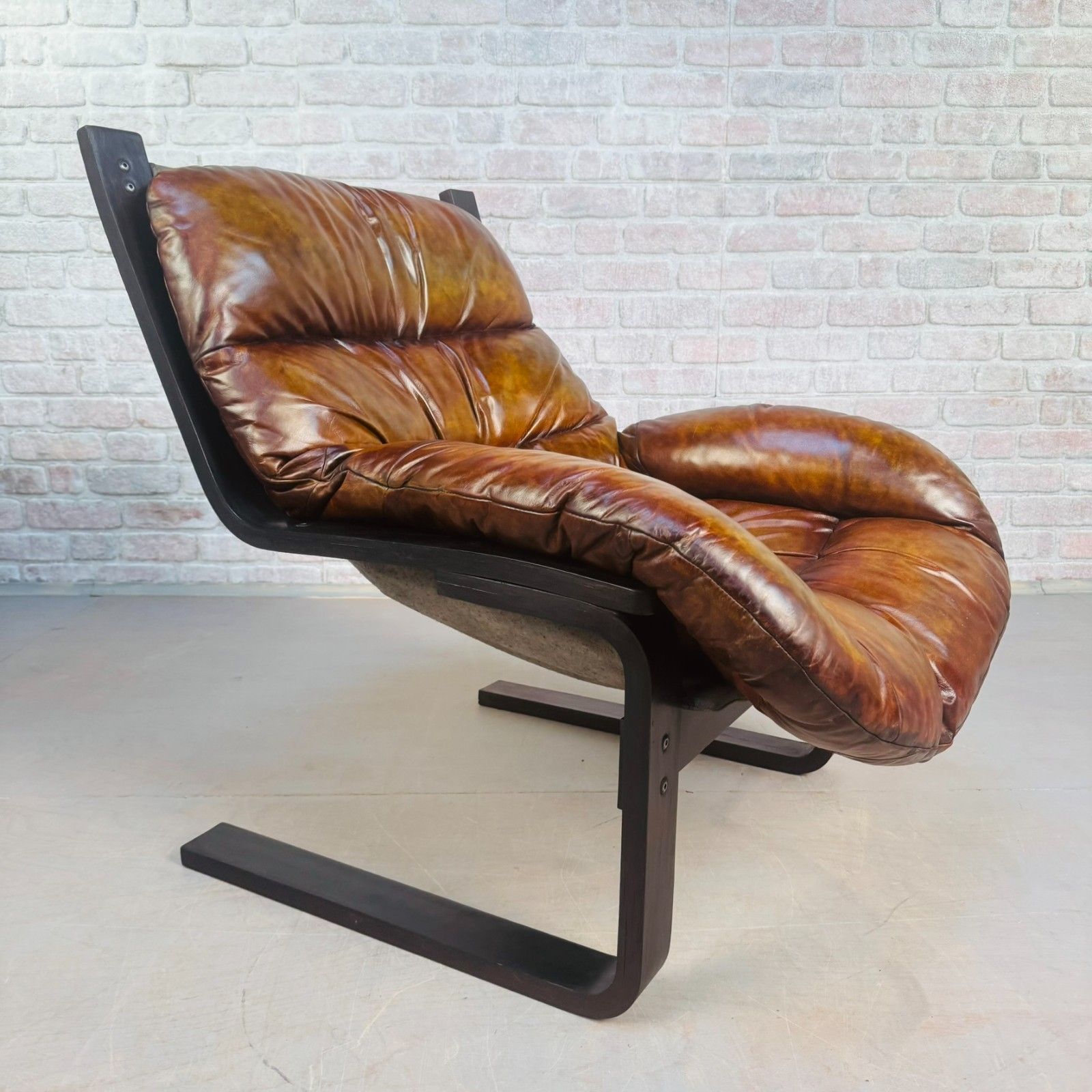 Vintage 1970s Swedish Cantilever Tan Leather Armchair – Stylish, Comfortable photo Furniture