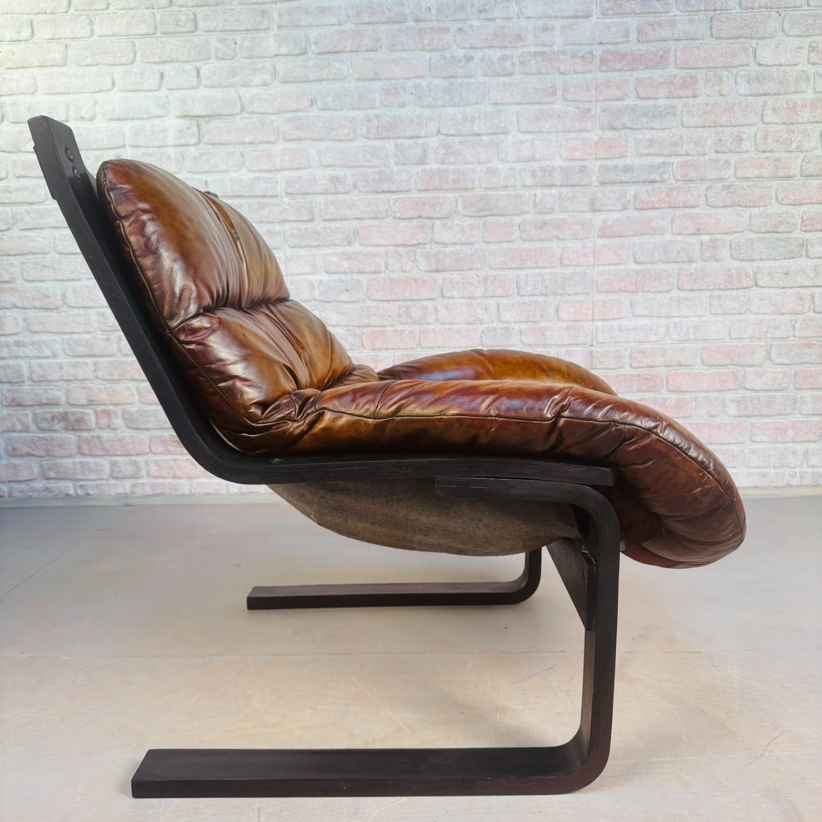 Vintage 1970s Swedish Cantilever Tan Leather Armchair – Stylish, Comfortable photo buy