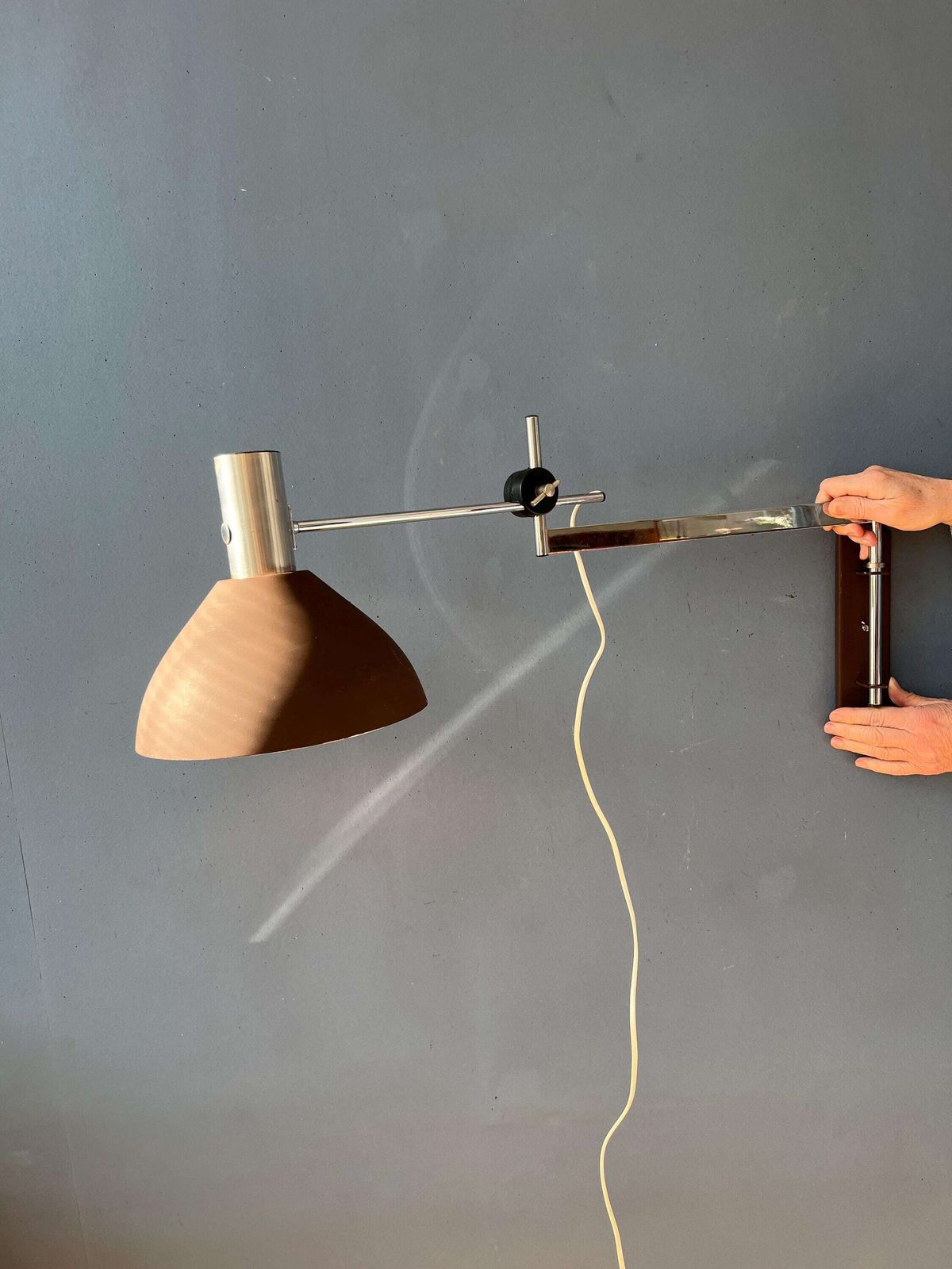 Dijkstra Swivel Arm Mid Century Wall Lamp With Brown Shade photo furniture