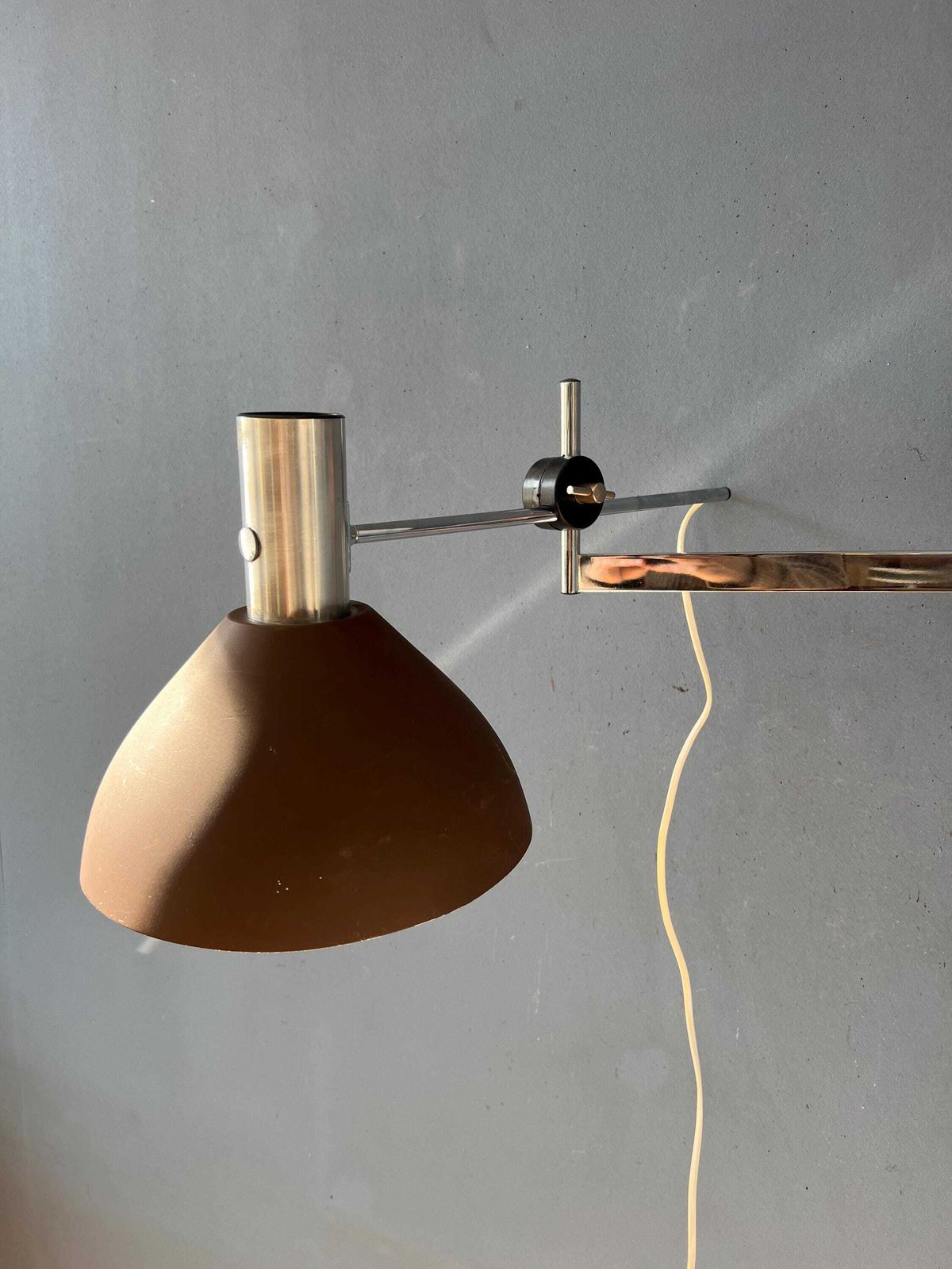Lighting Dijkstra Swivel Arm Mid Century Wall Lamp With Brown Shade photo