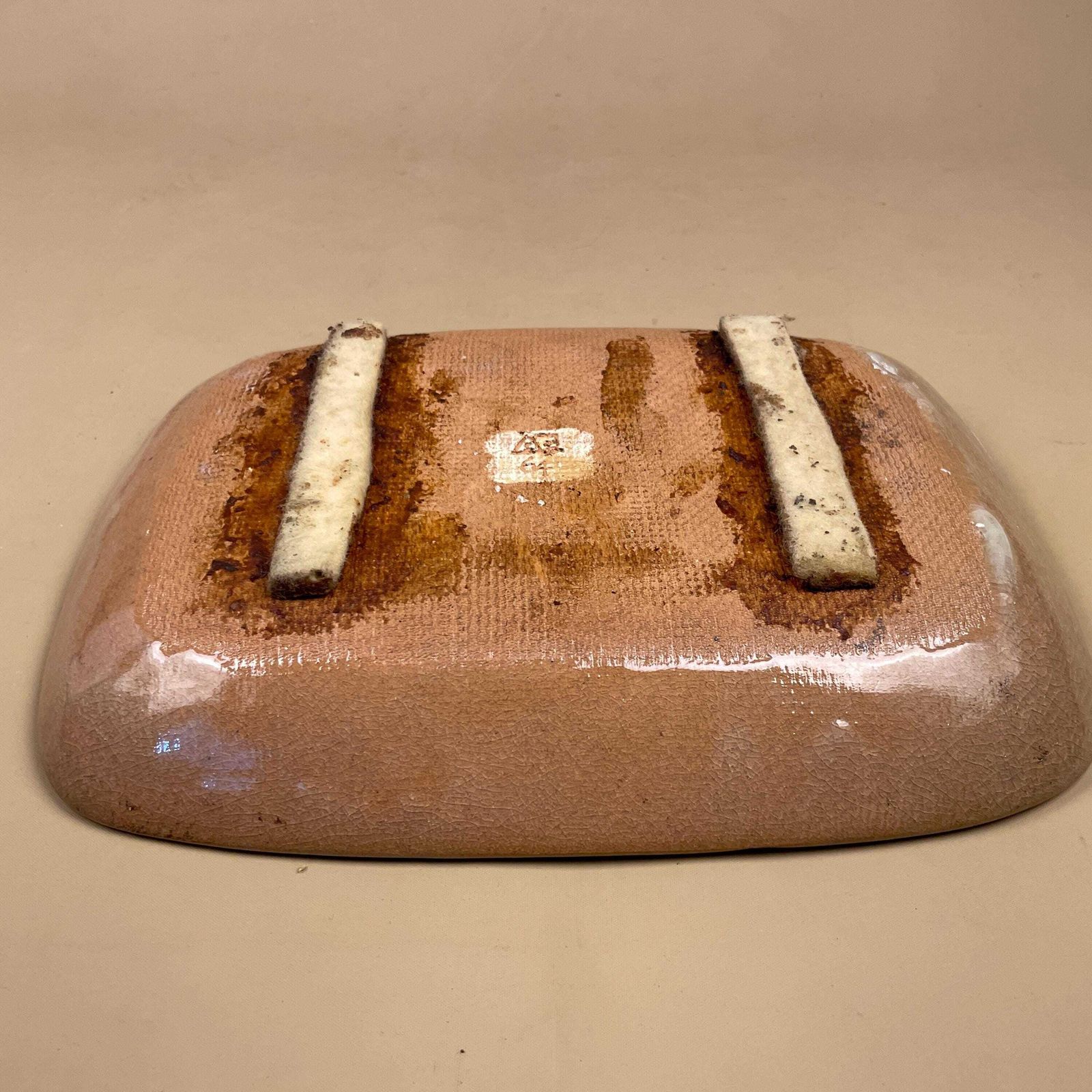 89.0 Handmade Marbled Clay Plate Dish Display Fruit Rectangle Studio Pottery Blue White Patterned Vintage Pattern Marble photo
