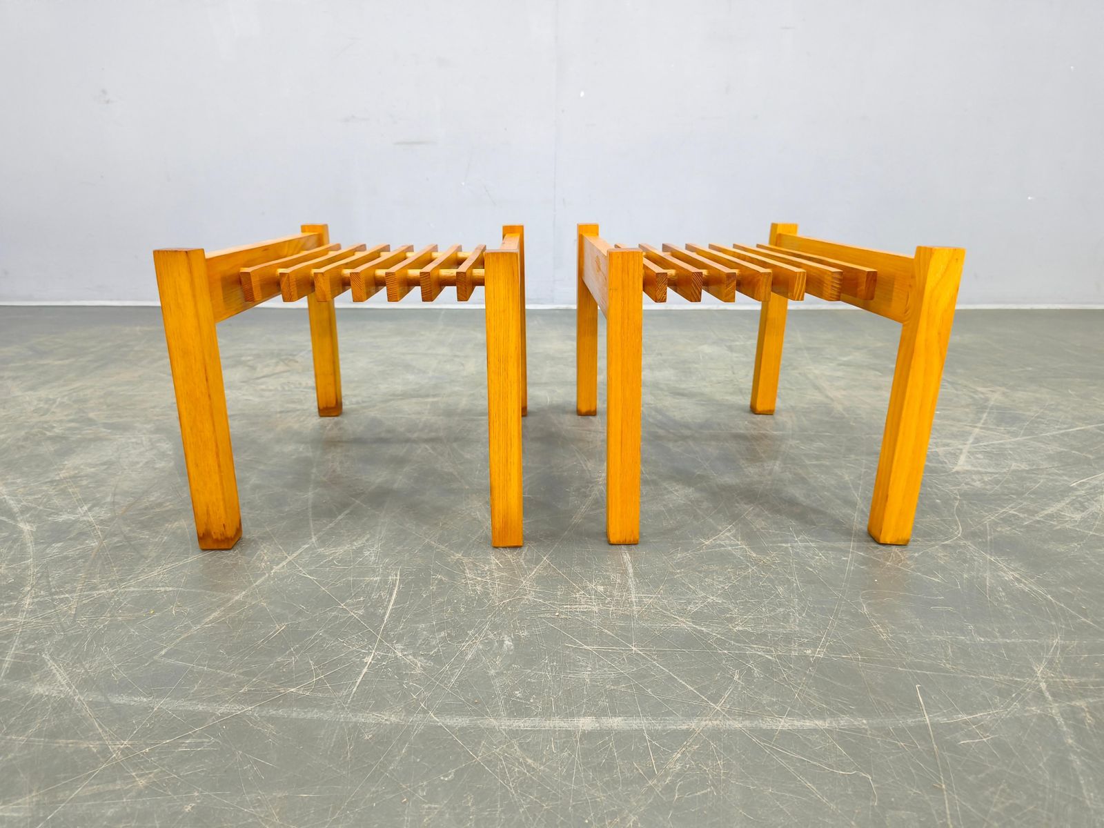587.0 Set Of 3 Mid Century Maple Plant Stands, Czechoslovakia 1970s photo