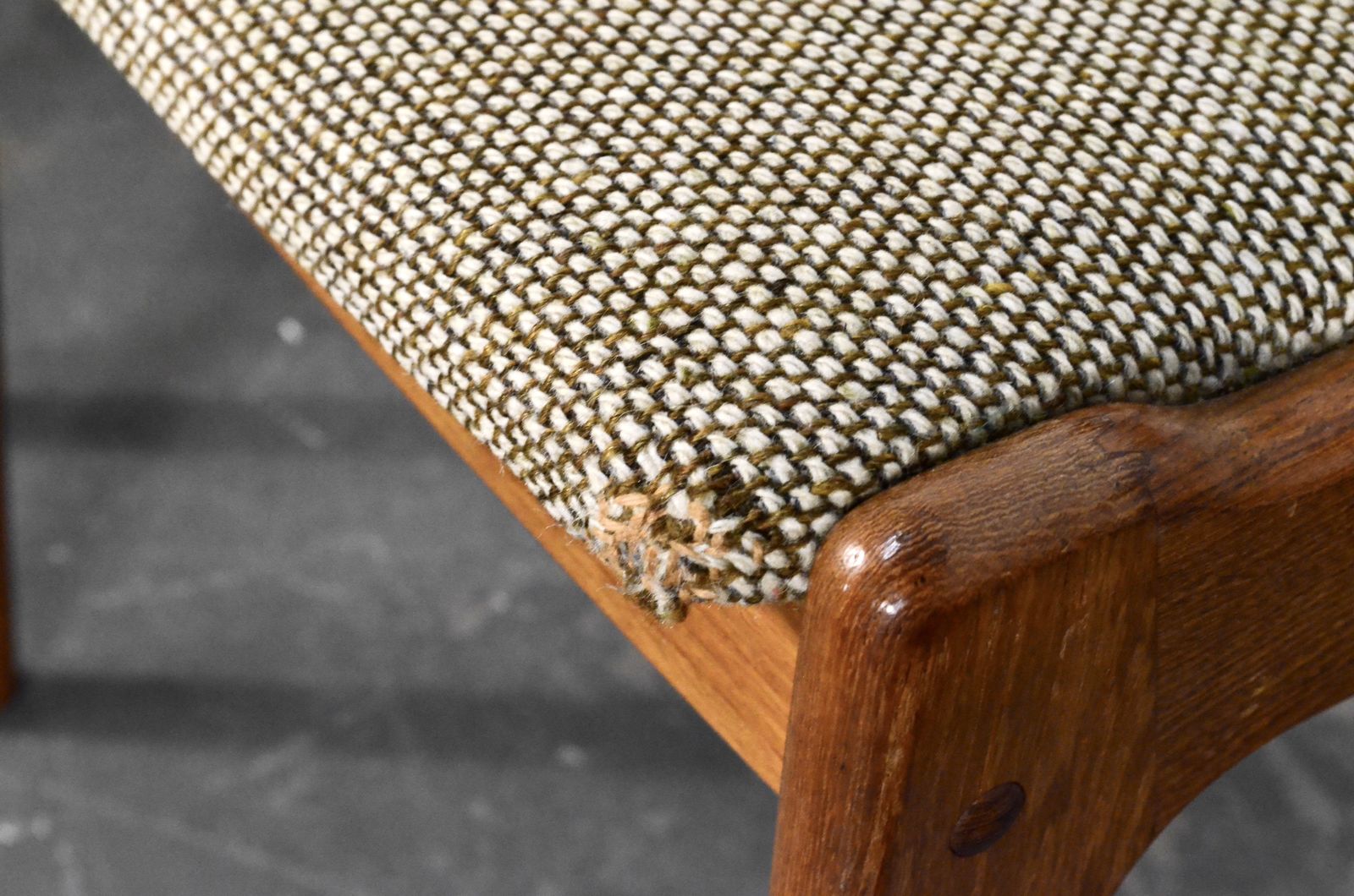 Set Of 4 Midcentury Danish Teak And Wool Chairs. photo vintage