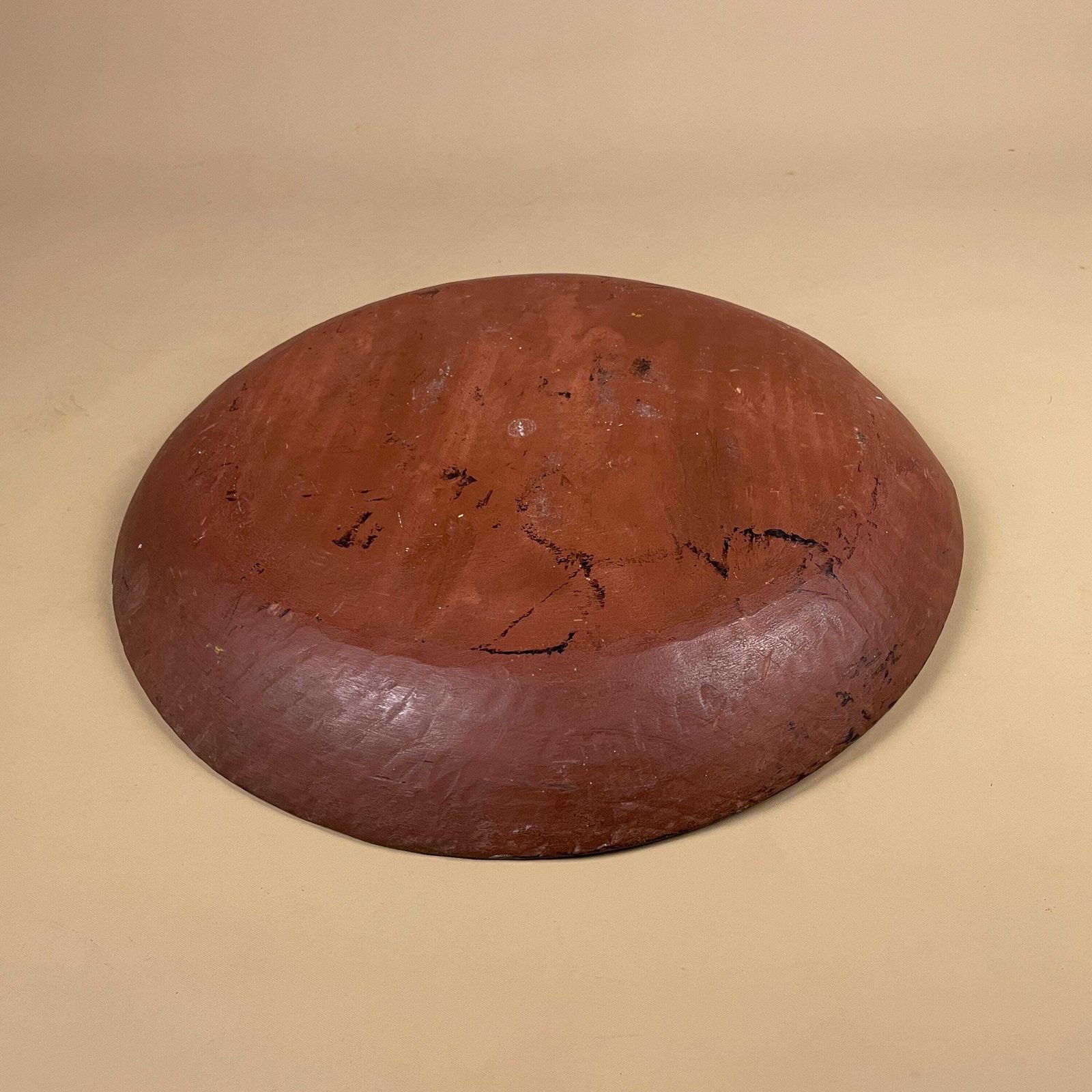 photo for sale Mexican Wooden Bowl Hand Painted Floral Folk Art Round Decorative Dish Batea Pretty Vintage Flowers Red Blue Yellow