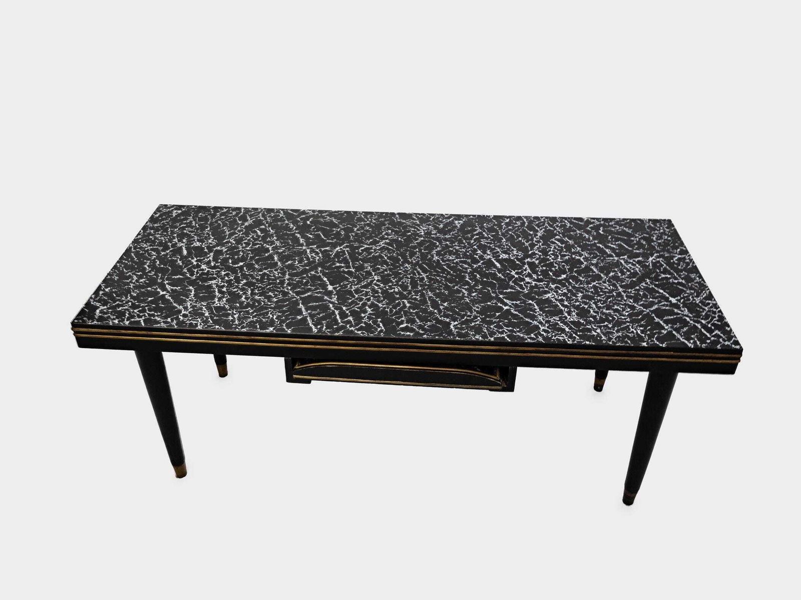Vintage Coffee Table Black Gold With Serving Tray 1950s Mid Century Home Decor photo Furniture