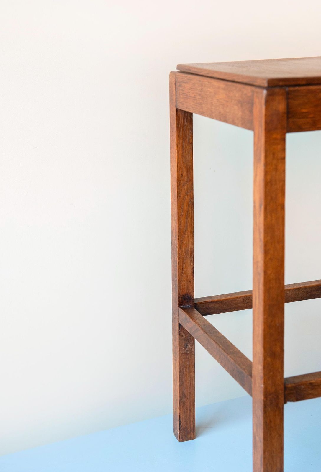photo for sale Art Deco Side Table   Solid Oak Square Plant Stand Stool   Dutch Accent Table