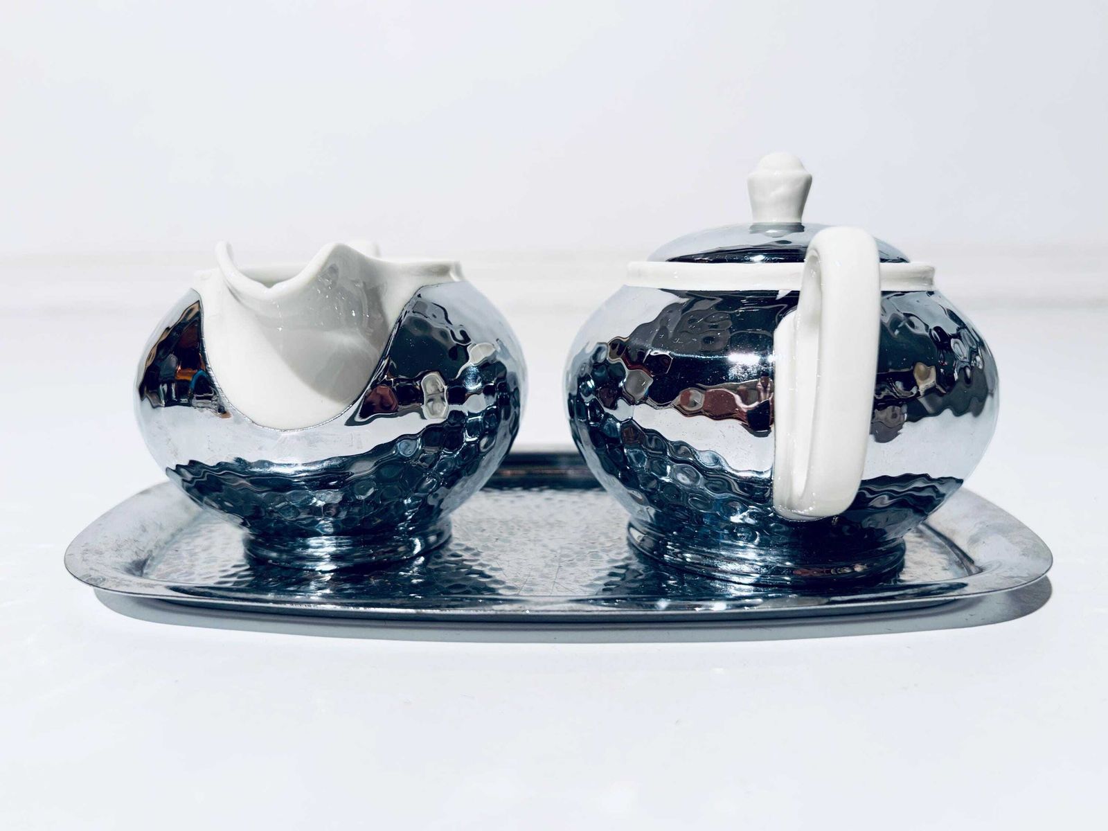 photo for sale Art Deco Creamer & Sugar Bowl Set Bauscher Weiden Bavaria Porcelain / Vintage Home Decor 1930s