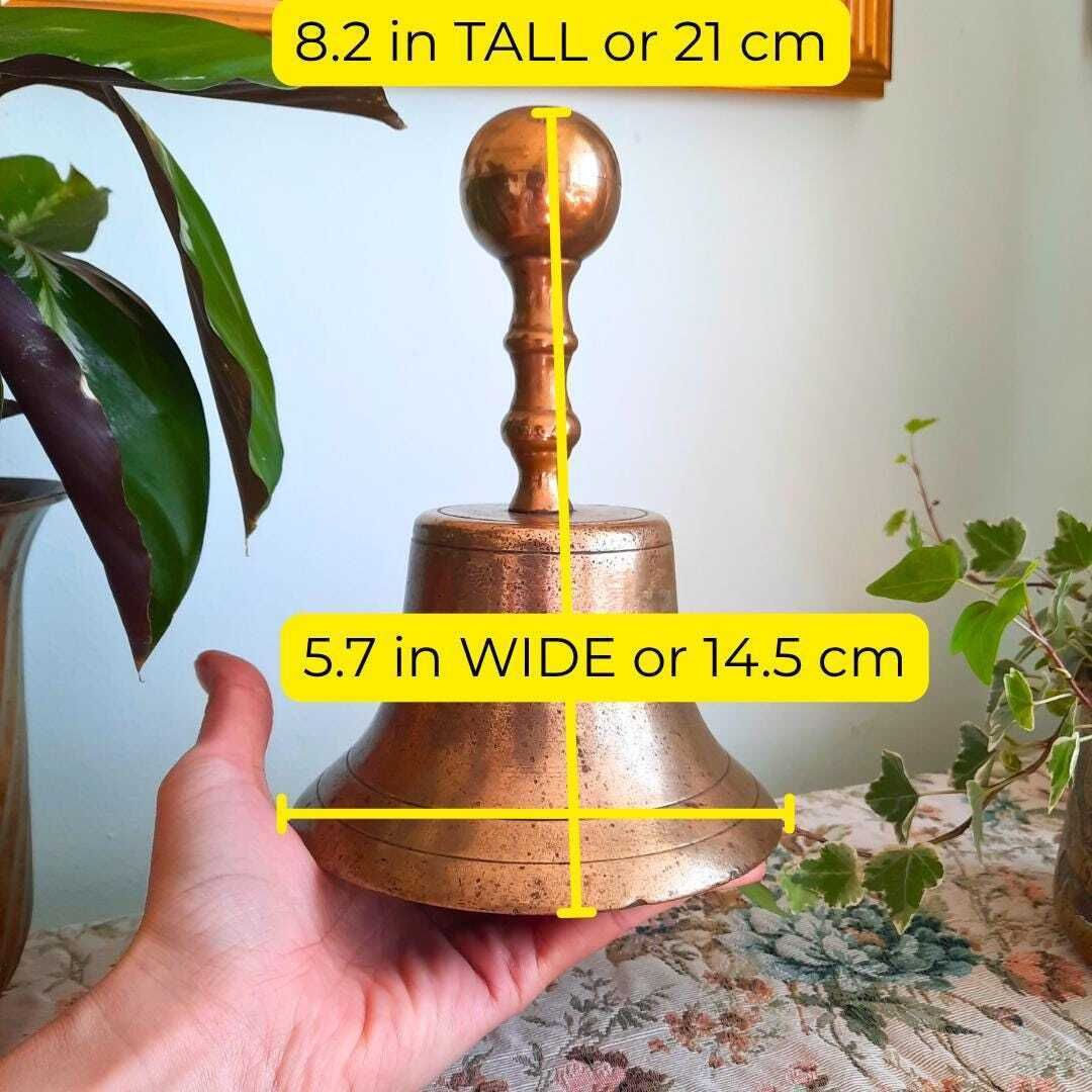 Antique Large Victorian Solid Brass School's Master Hand Bell 8.2'' Tall photo for sale