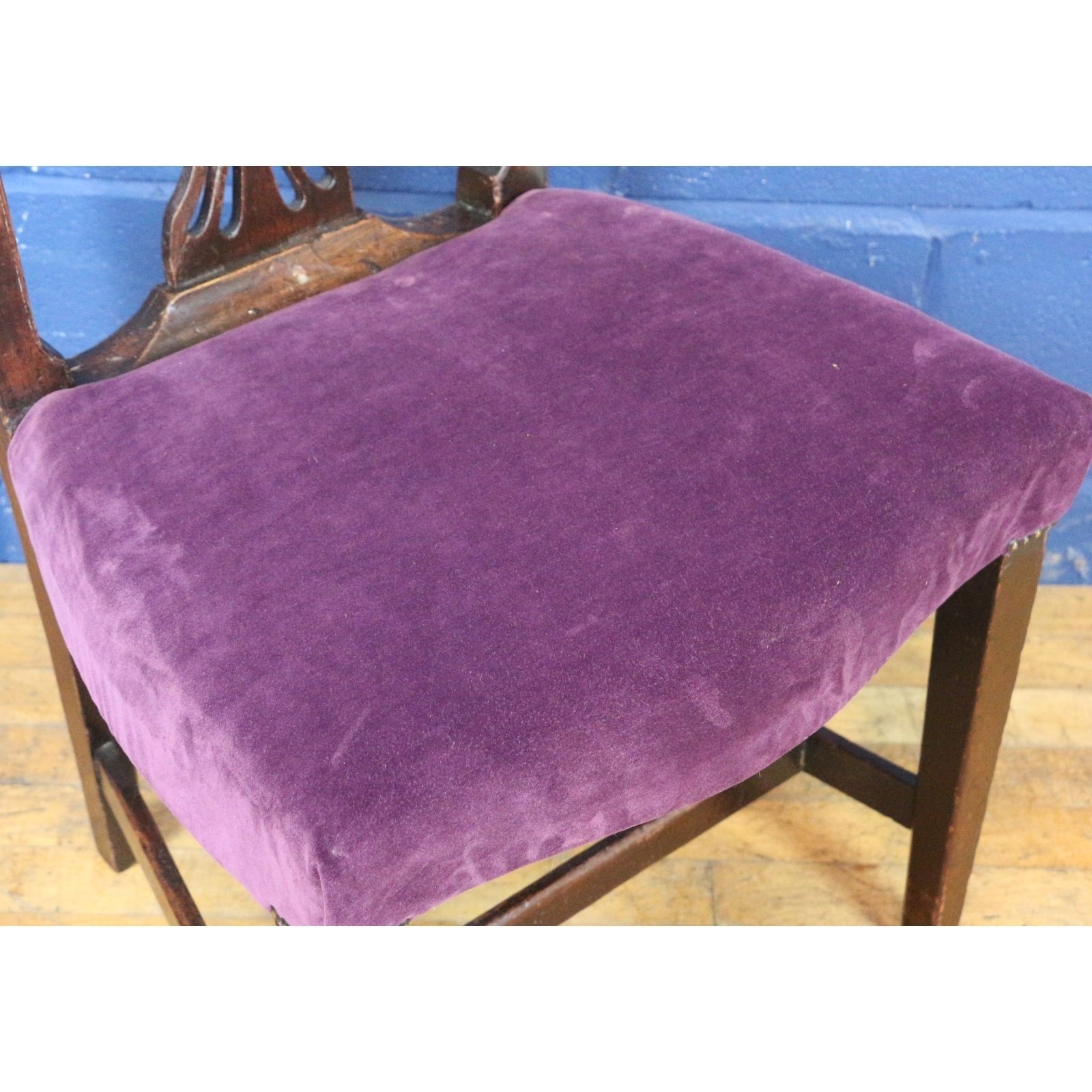 A Georgian Mahogany Hepplewhite Style Dining Chair Purple Velvet photo 135.0