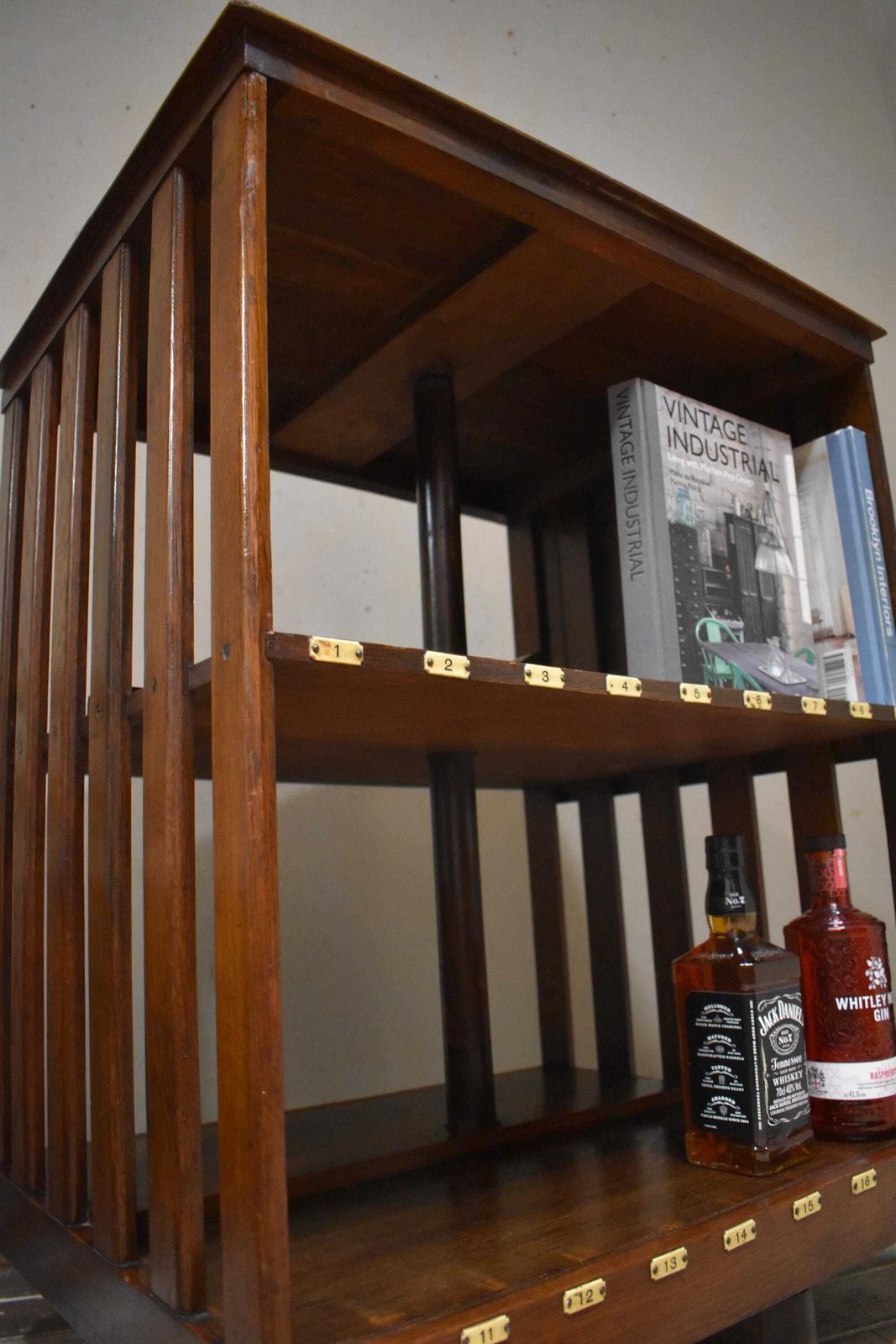Antique Art Deco Revolving Oak Library Bookcase With Bakelite Index Numbers photo Furniture