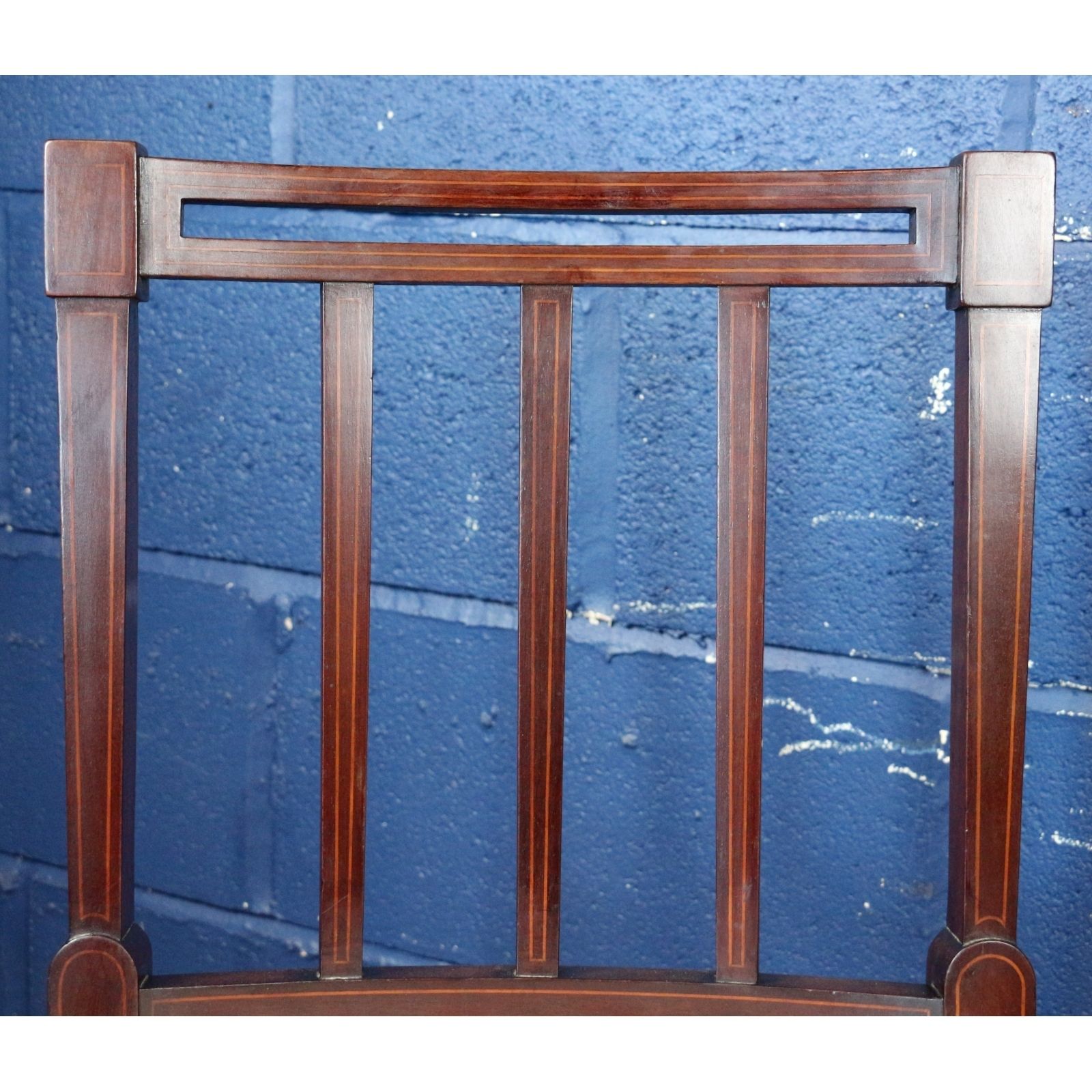 A Set Of Four Edwardian Inlaid Mahogany Slat Back Dining Chairs Freshly Reupholstered photo 360.0