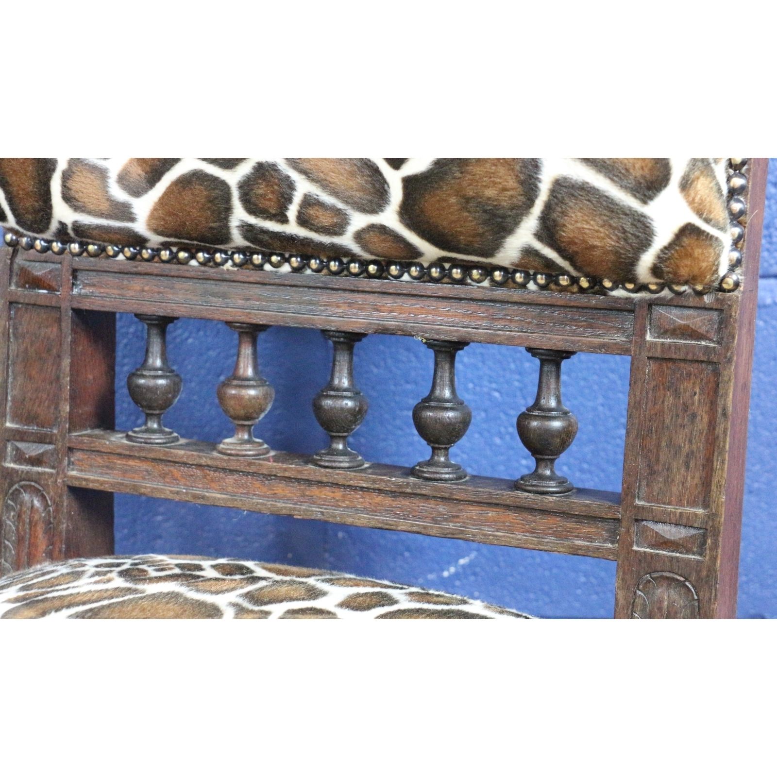 A Victorian Carved Oak Hall Or Bedroom Chair Raised On Fluted Supports And Freshly Reupholstered photo Furniture