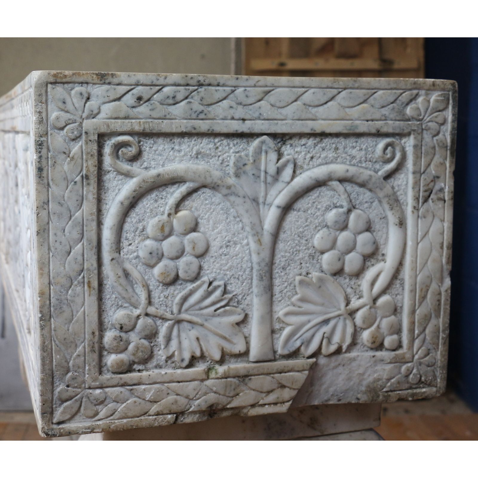 An Impressive Early C20th Carved Marble Planter On Carved Marble Pedestals photo 1650.0
