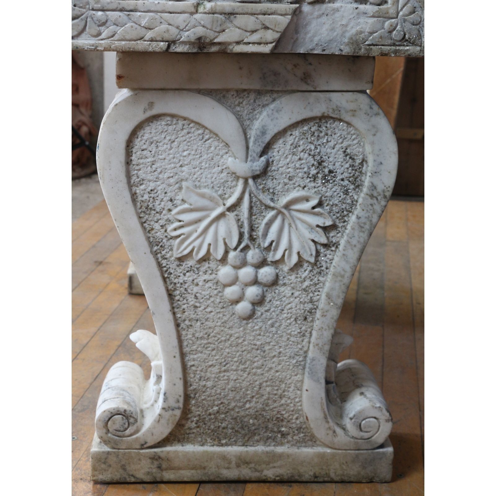 An Impressive Early C20th Carved Marble Planter On Carved Marble Pedestals photo buy