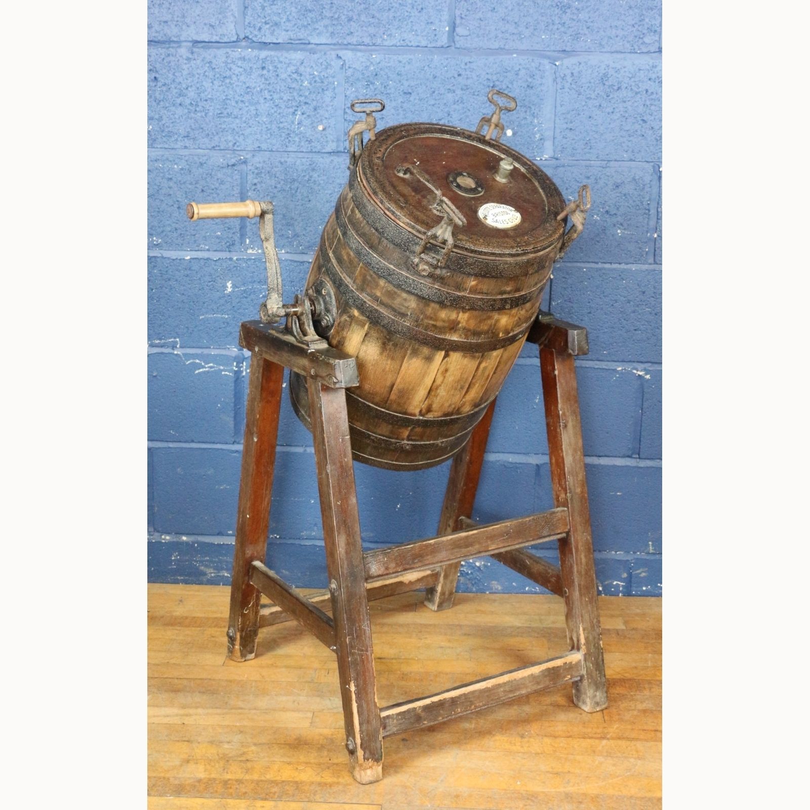 An Early C20th Oak Butter Churn On Pine Stand By Melotte Separator Sales Co Bristol