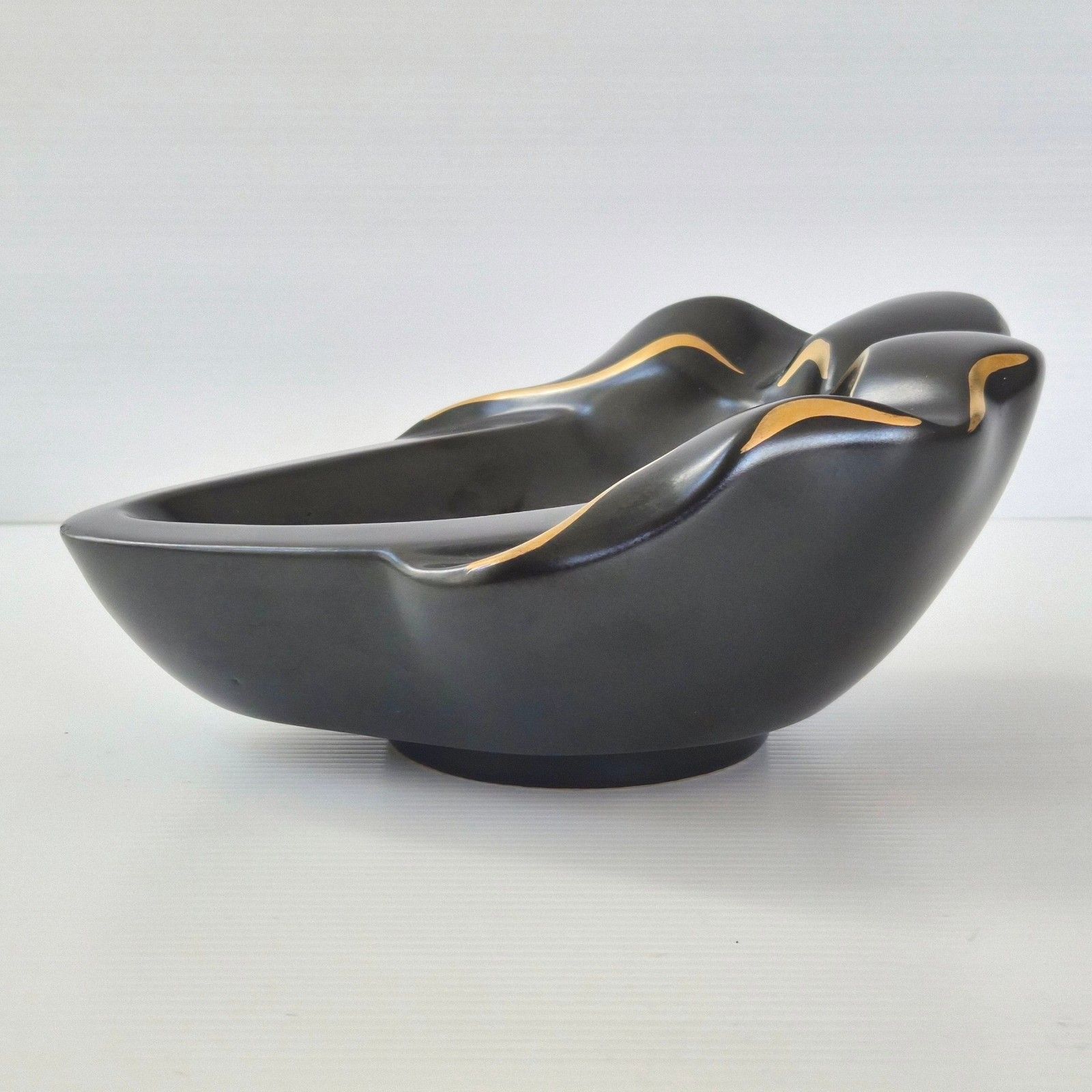 Vintage 1950s Irisese Black Ceramic Ashtray Dlg Capron Jouve 50s Rockabilly photo 203.0