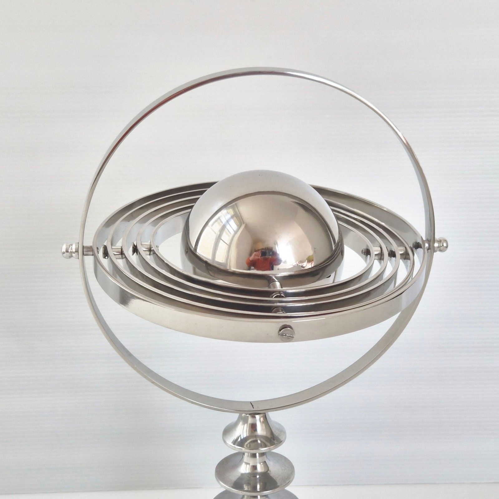 Vintage 1970s Sphere Armillary Globe 70s Chrome Steel Table Furniture photo 286.0