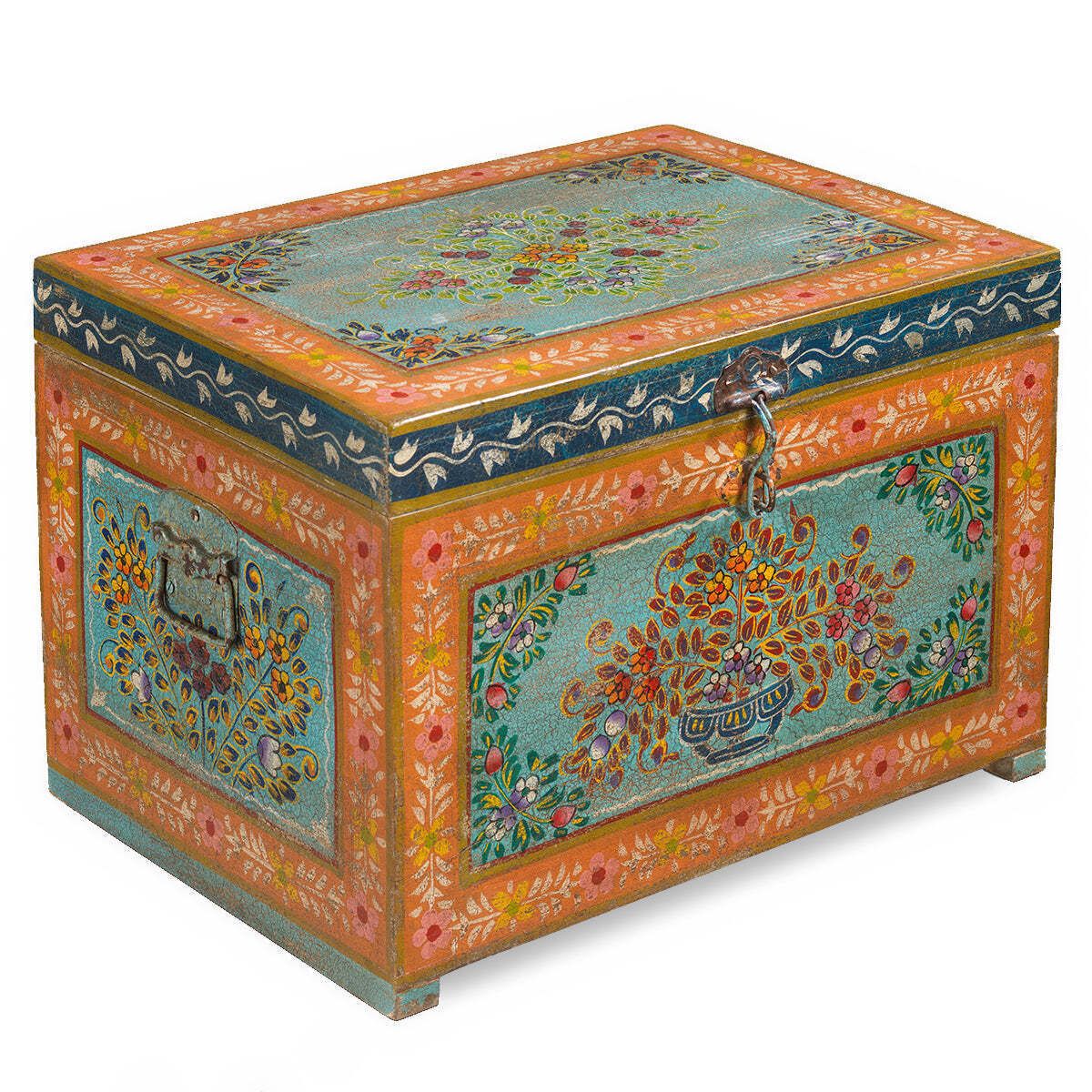 Hand Painted Wooden Box, Oriental