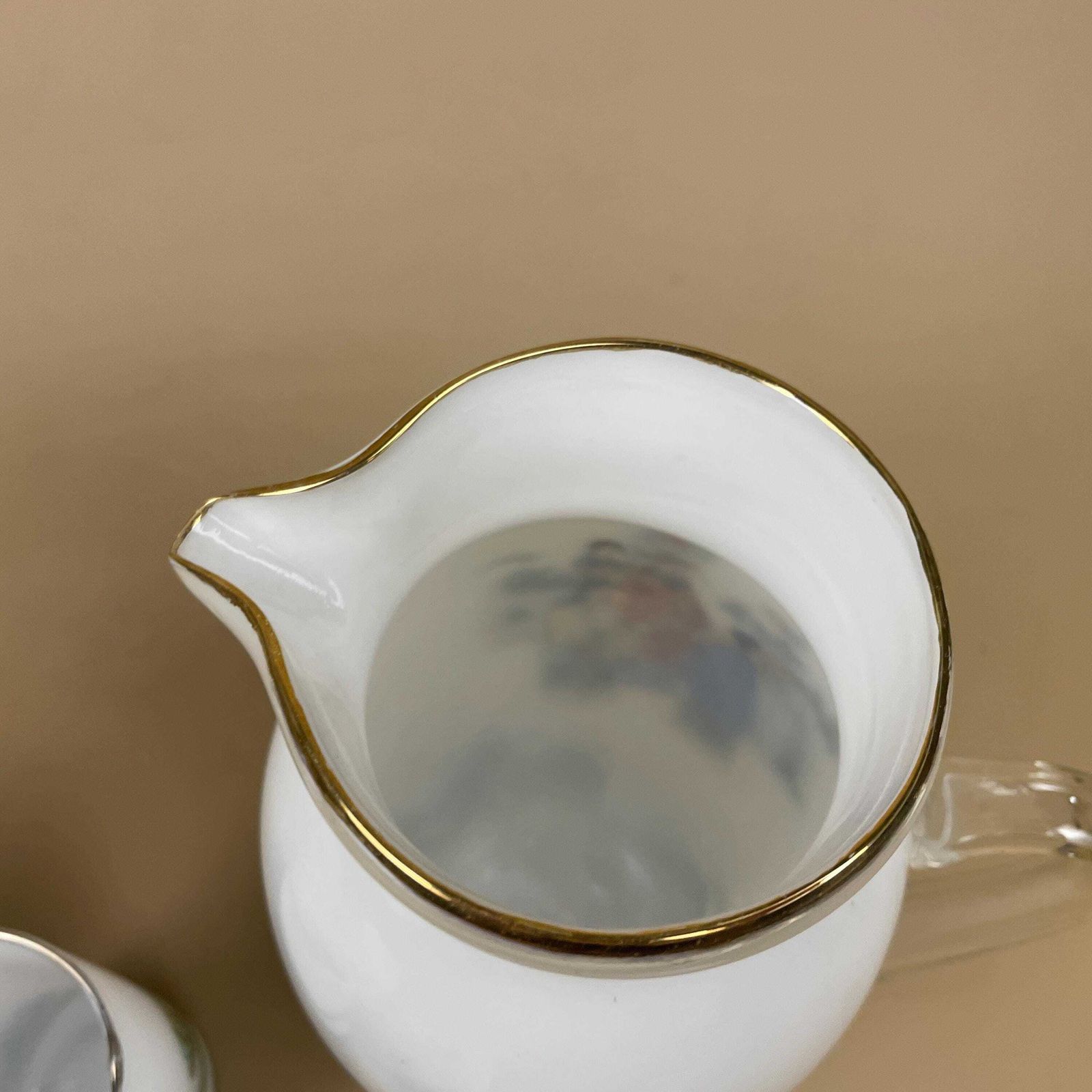 photo for sale Dalian Snowflake White Transfer Pitcher Jug And Tumblers Figurative Oriental Chinese 5 Glasses & 1 Jug Drinkware Glass