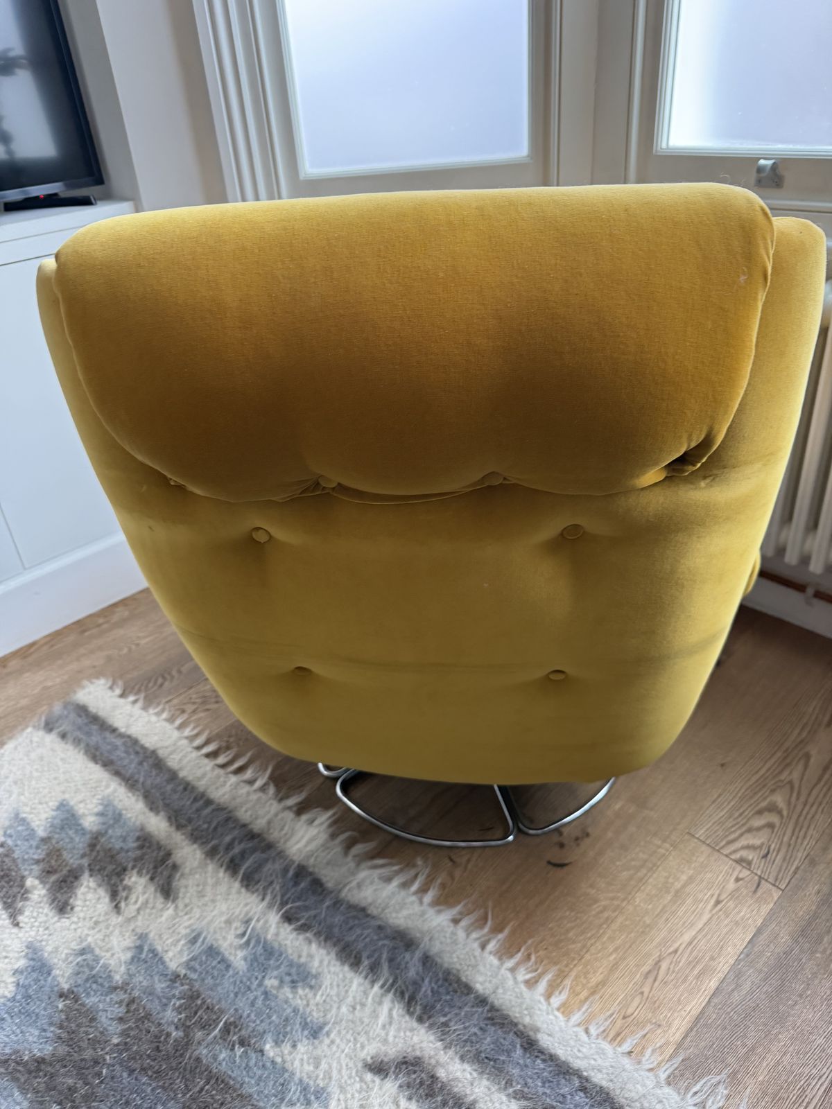 Vintage Swivel Armchair 1970’s Mustard Yellow Velvet photo furniture