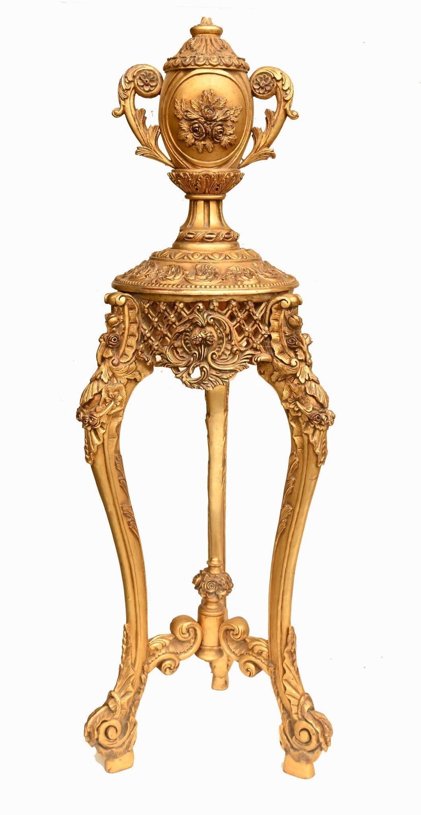 photo buy Pair Italian Giltwood Pedestals Rococo Stands Classical Urn Finials
