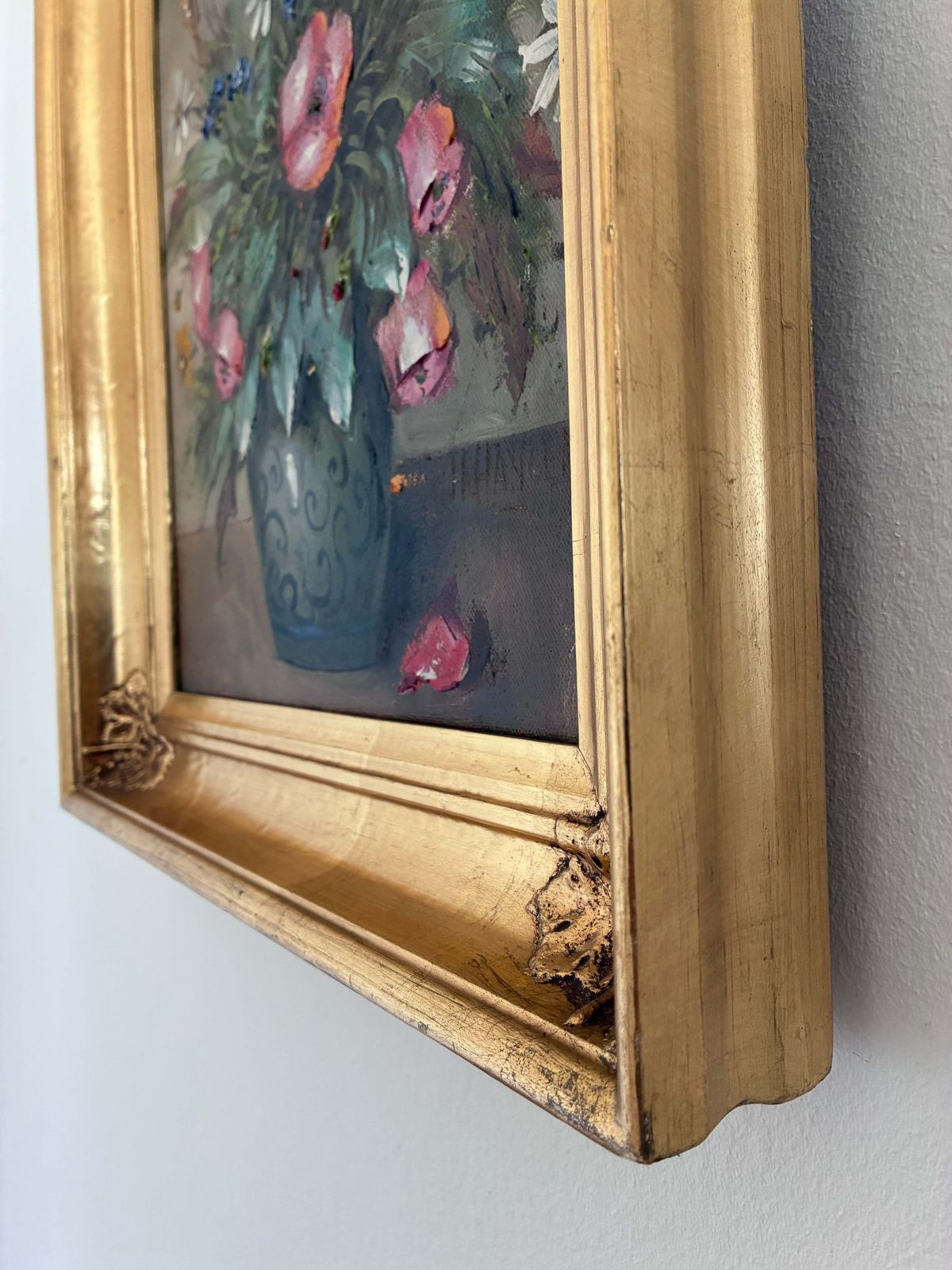 Vintage Original Flower Still Life Oil Painting, Circa 1960 photo buy