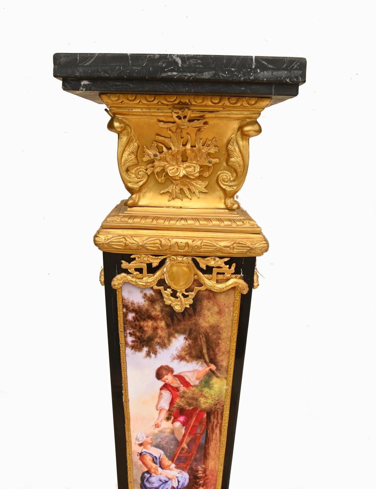 Pair French Pedestals Stands Gilt Bronze Porcelain Louis XVI photo Home Decor