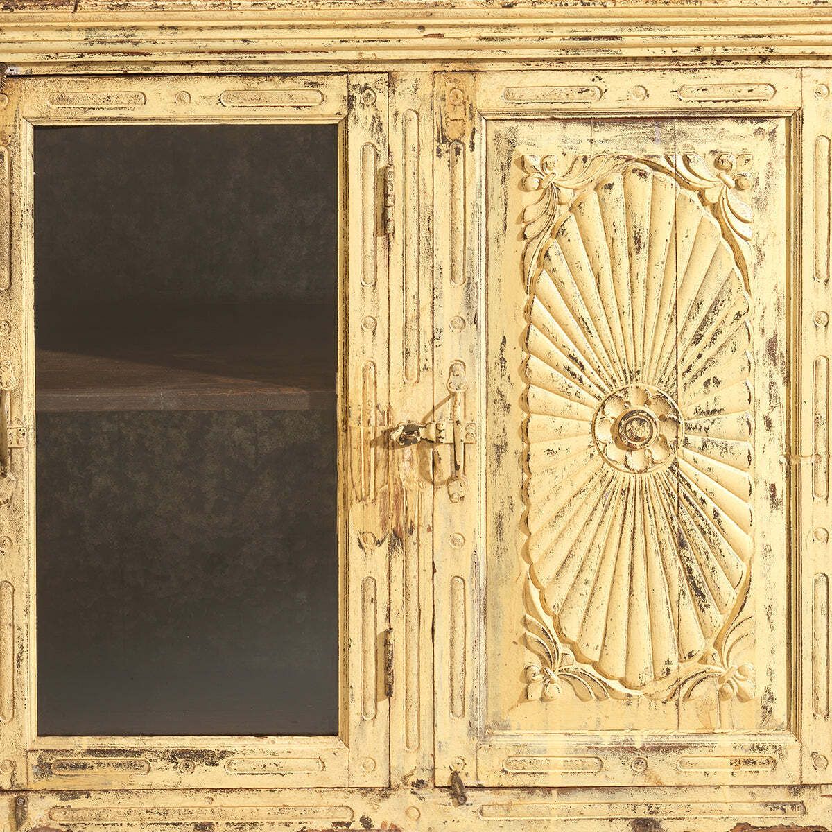 Vintage Cream Sideboard With Glass Panelled Door photo vinterior