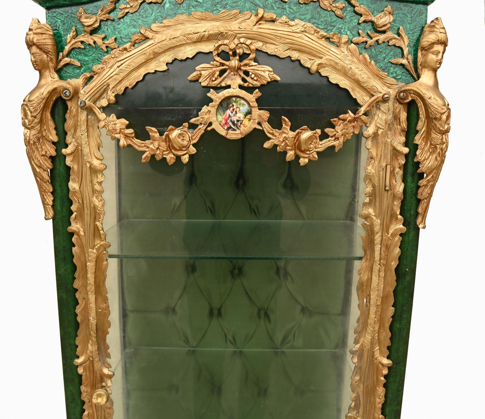 Pair French Vitrines Malachite Display Cabinets Louis XVI photo for sale