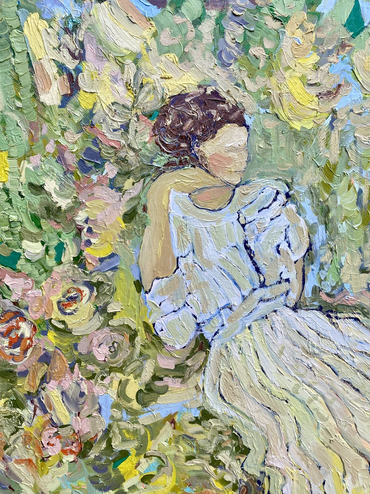 Salvation Is The Garden. Large Impressionist Oil Painting photo for sale