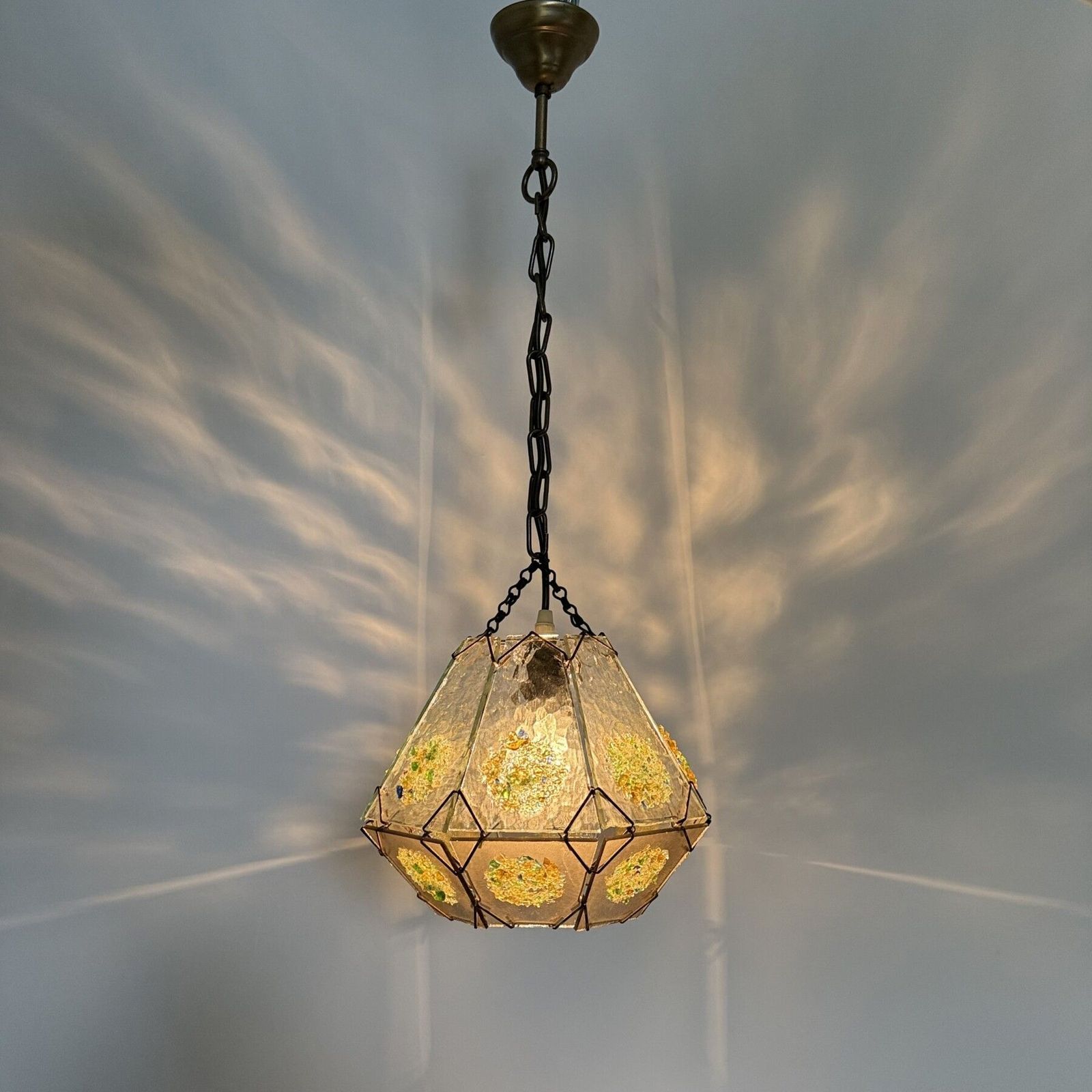 Brutalist Glass Hanging Lamp , 1970s photo vinterior