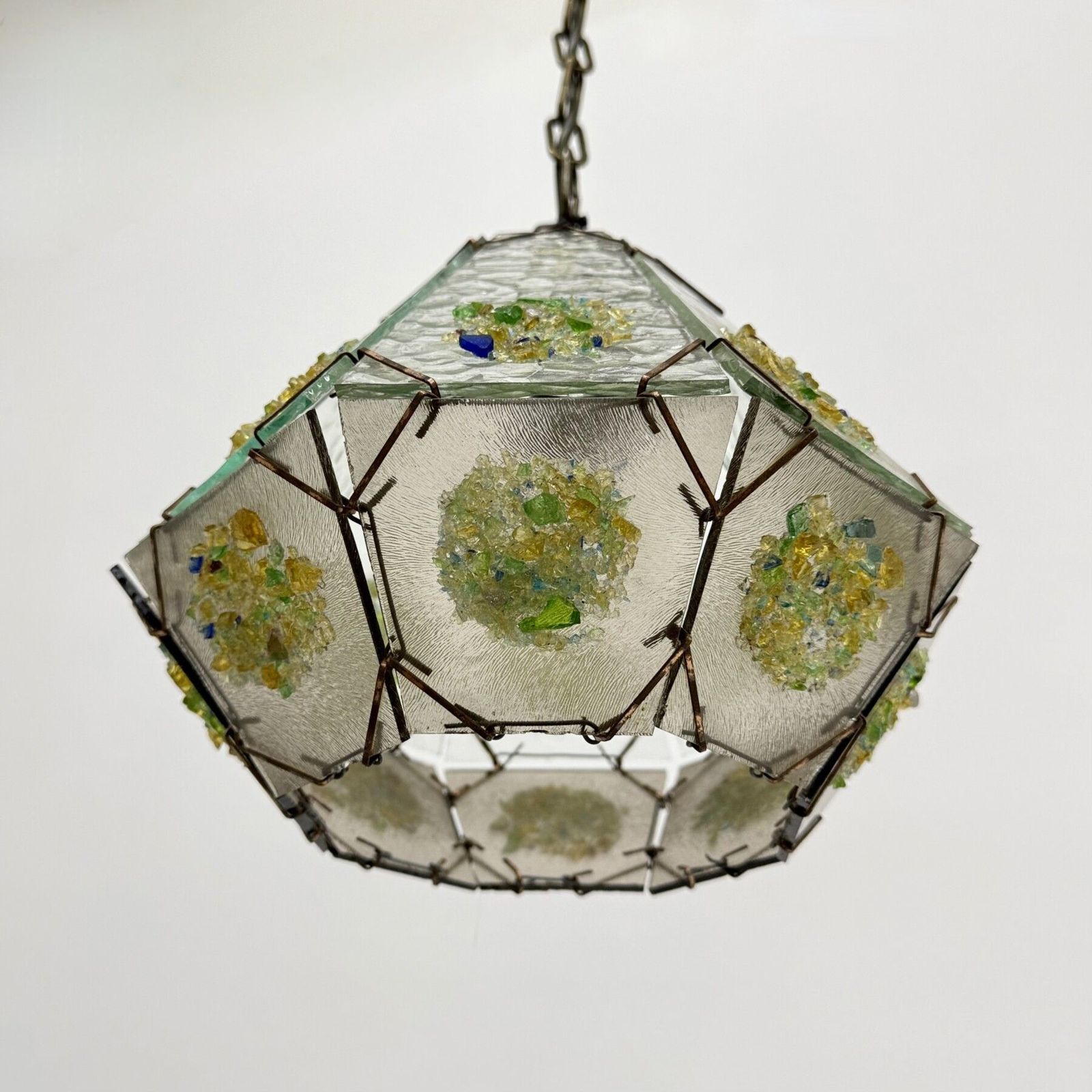 Lighting Brutalist Glass Hanging Lamp , 1970s photo
