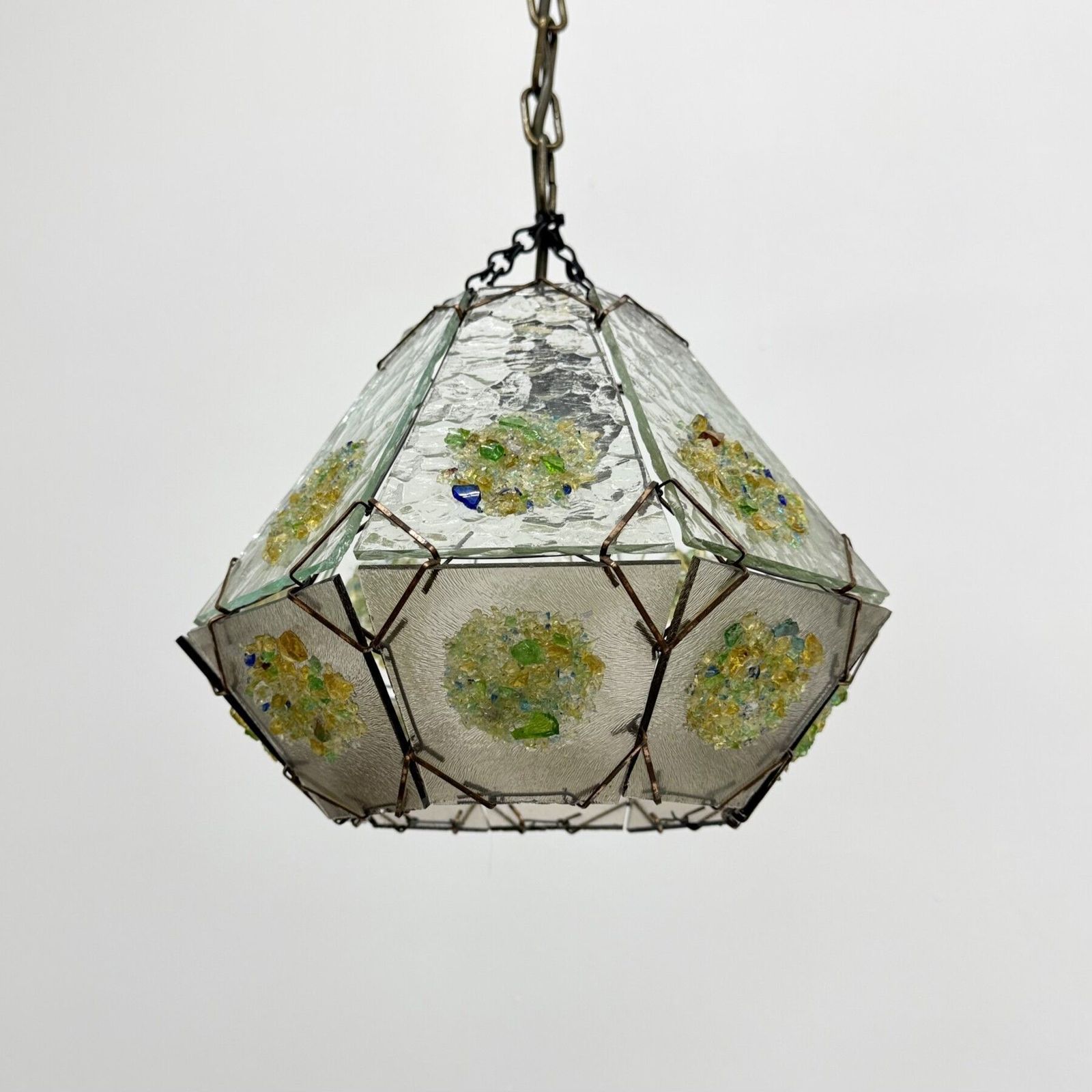 photo vinterior Brutalist Glass Hanging Lamp , 1970s