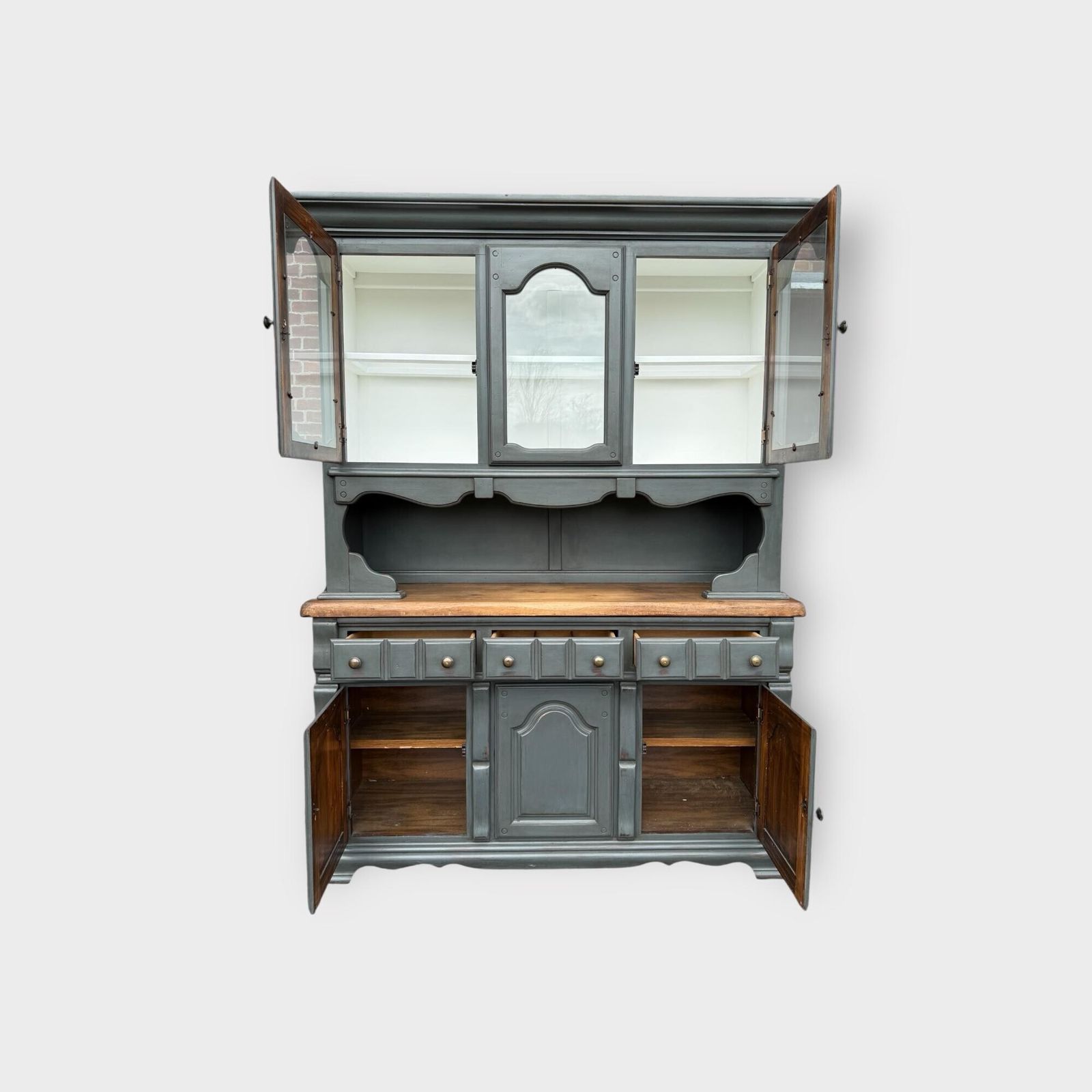 photo furniture Pine Painted 2 Door Glazed Bookcase Cupboard  Glazed Display Bookcase
