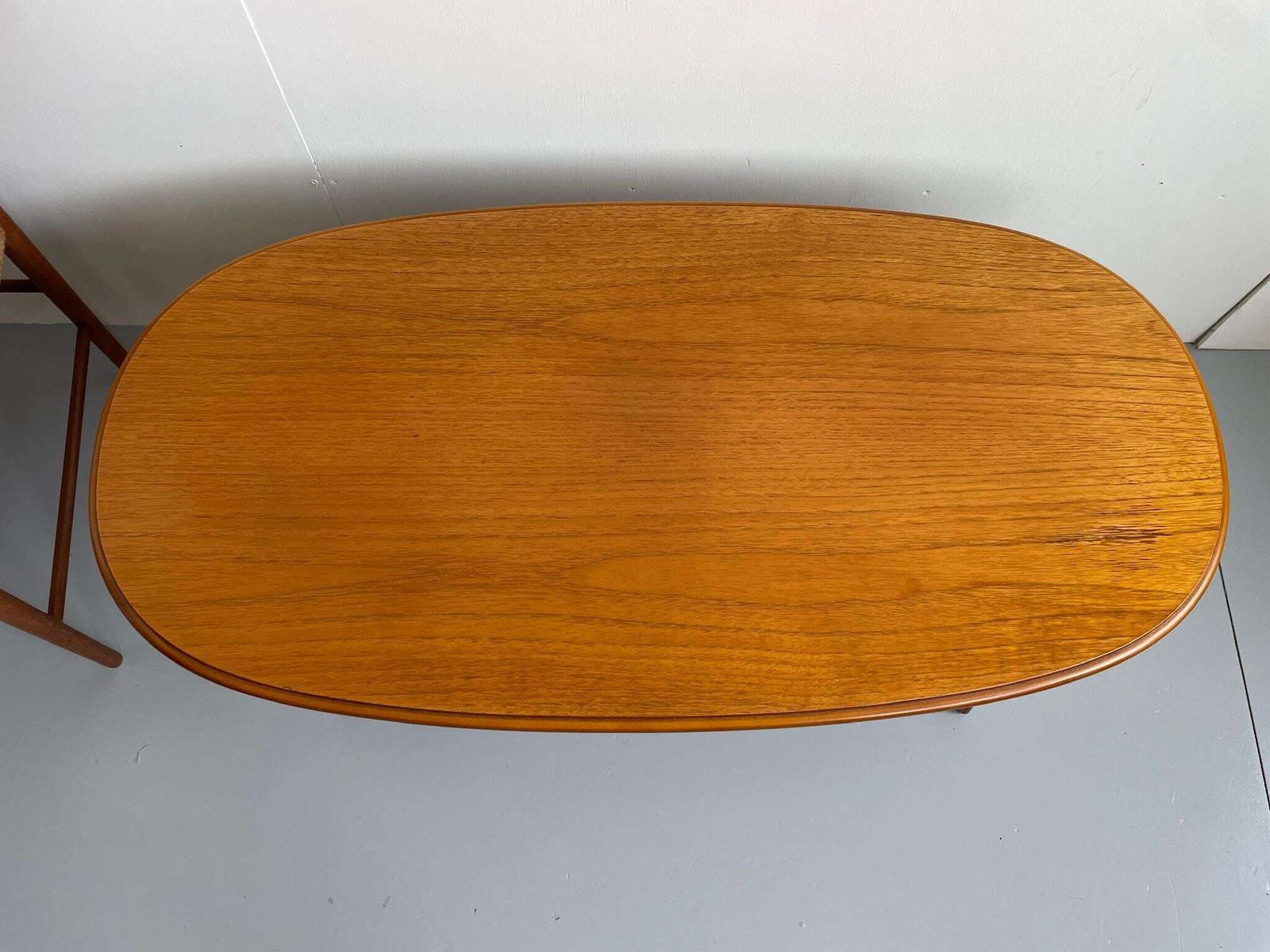 Vintage Oval Wooden Coffee Table With Curved Legs Mid Century Scandi Style photo Furniture