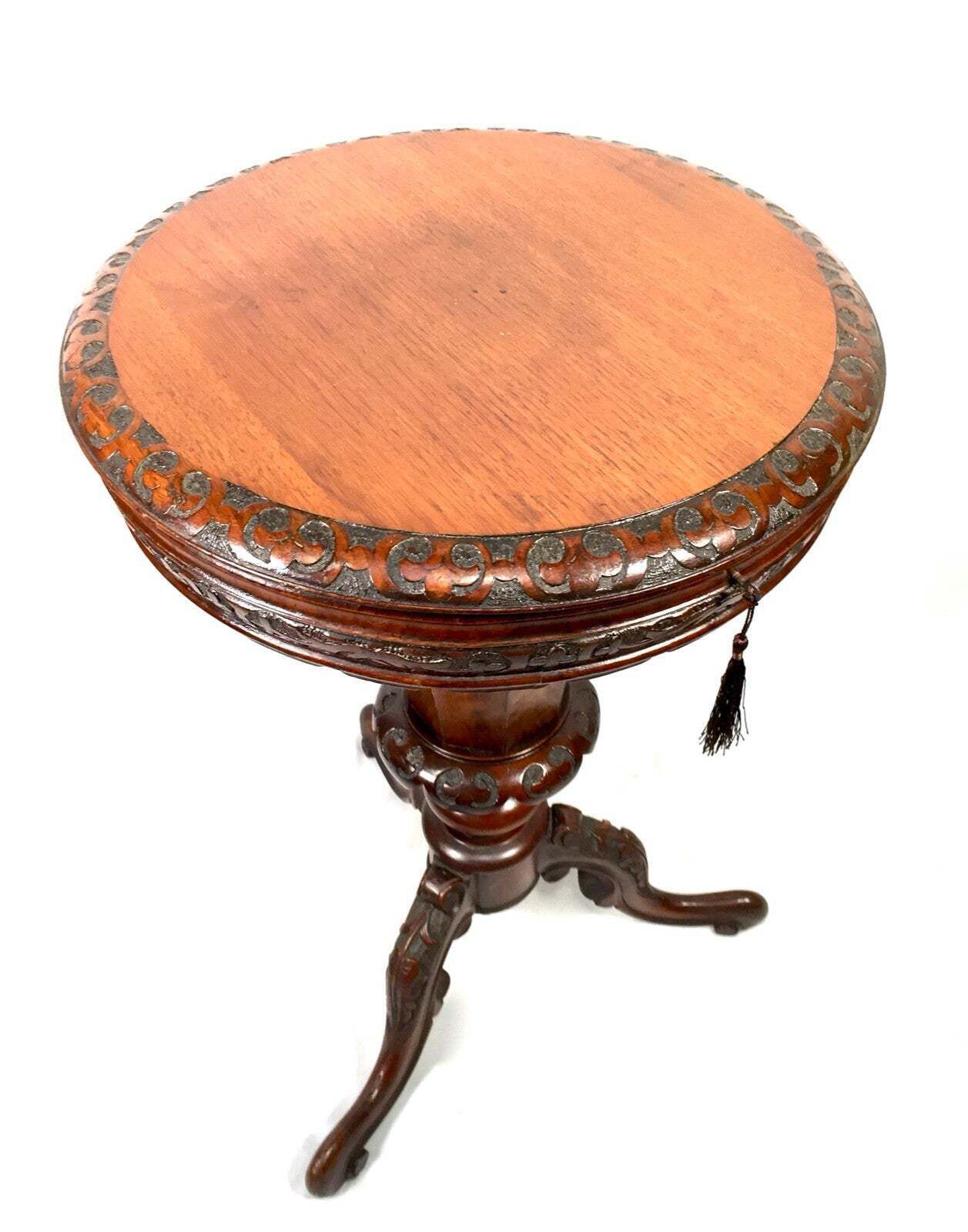 Antique Wooden Victorian Ladies Sewing Table / Work Storage Box With Key C.1880 photo furniture