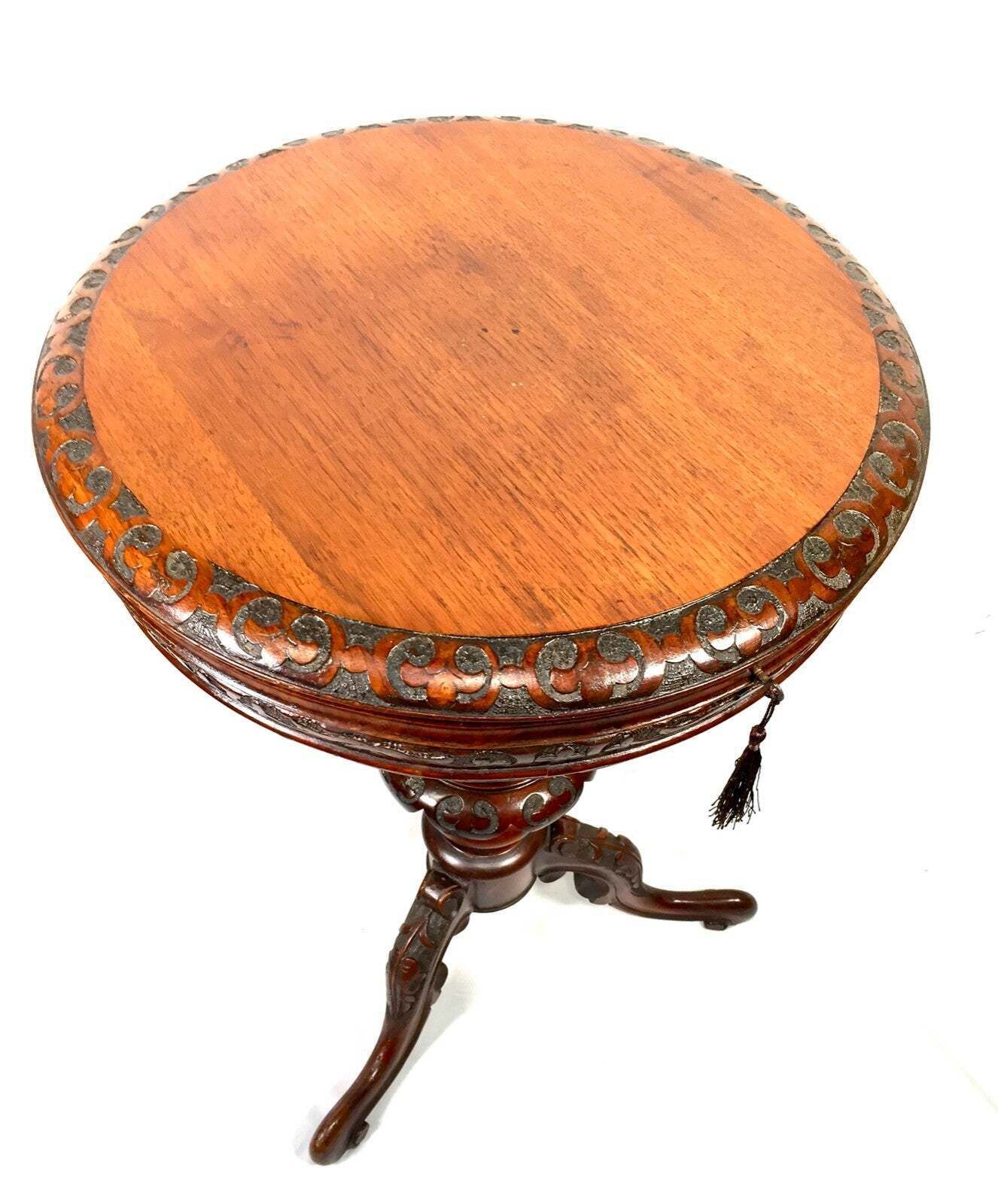 Antique Wooden Victorian Ladies Sewing Table / Work Storage Box With Key C.1880 photo for sale